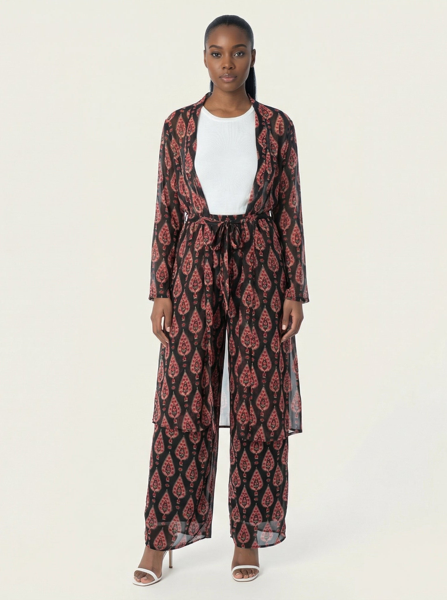 Black monniete print matching set Kabayare