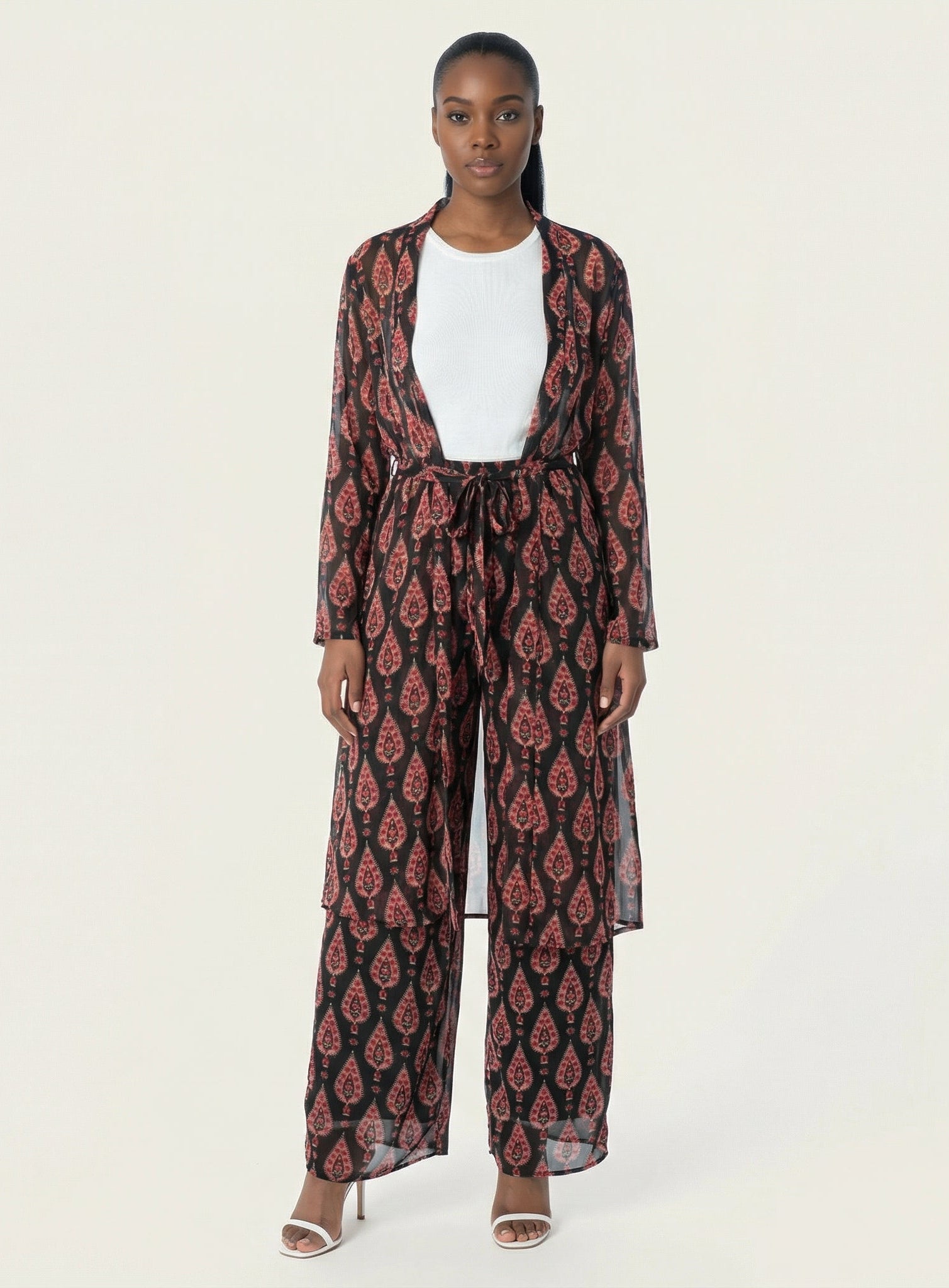 Black monniete print matching set Kabayare
