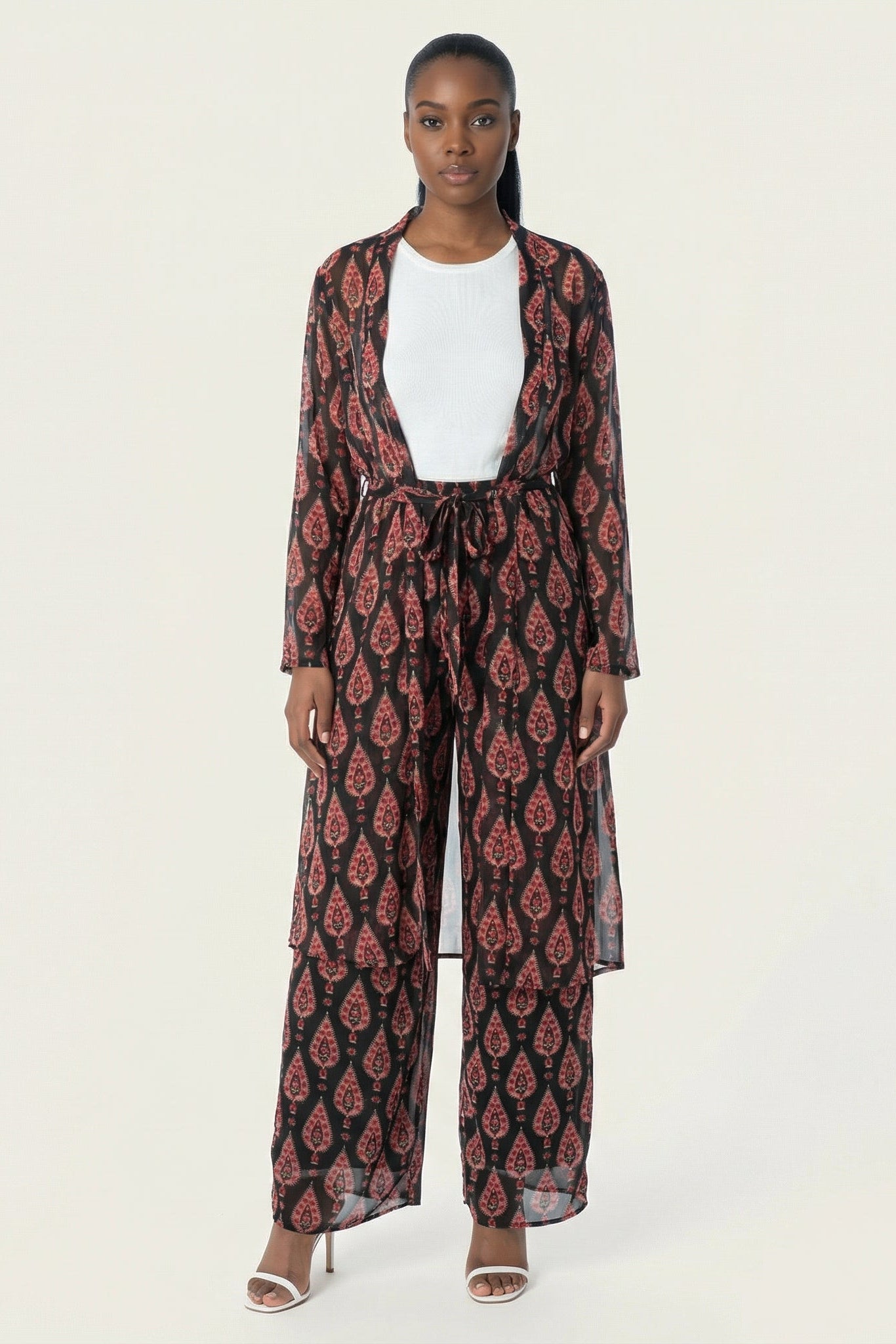 Black monniete print matching set Kabayare