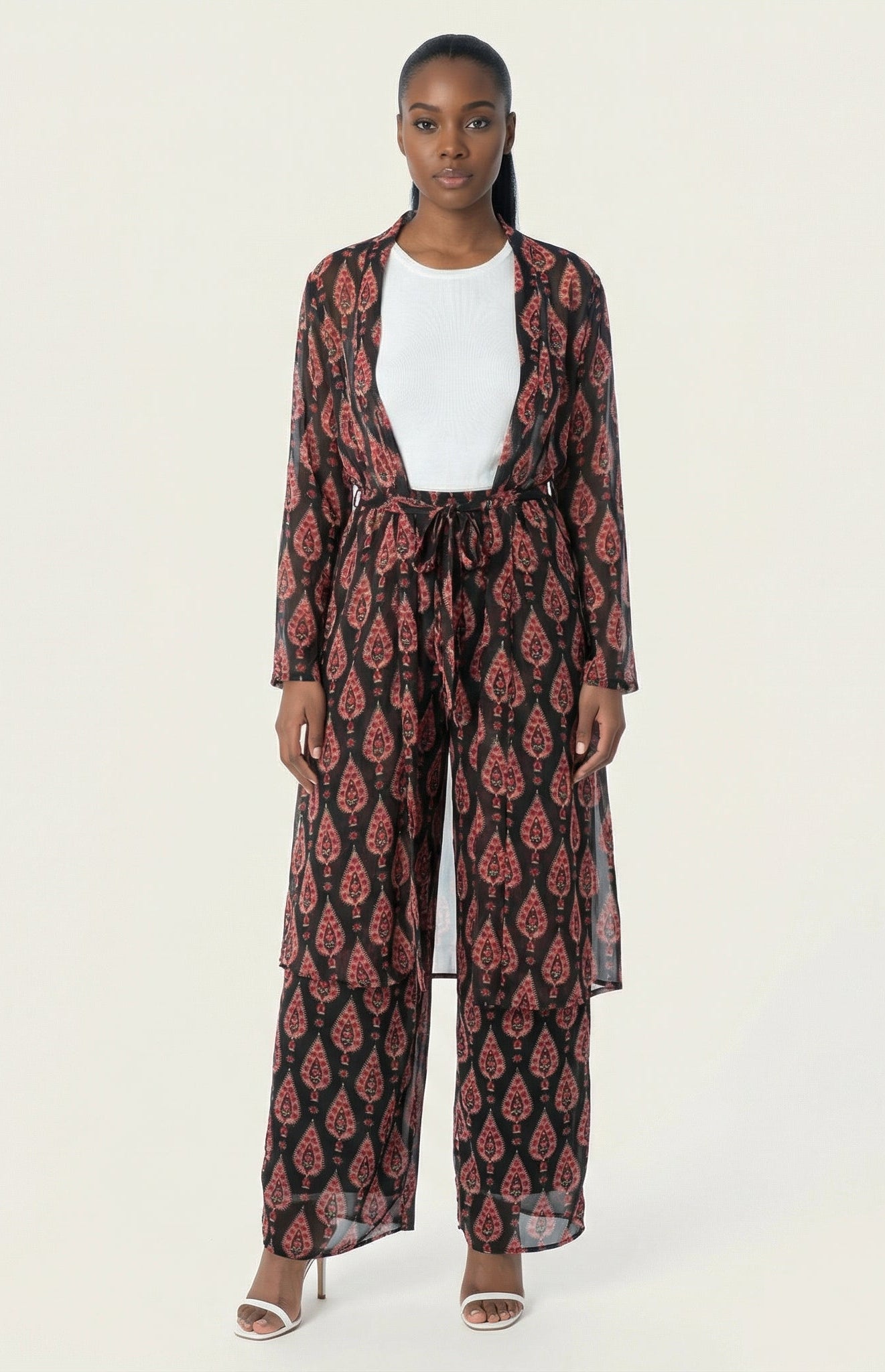 Black monniete print matching set Kabayare