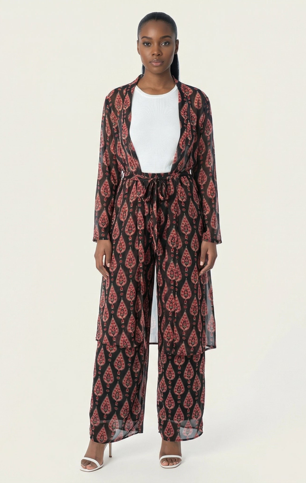 Black monniete print matching set Kabayare