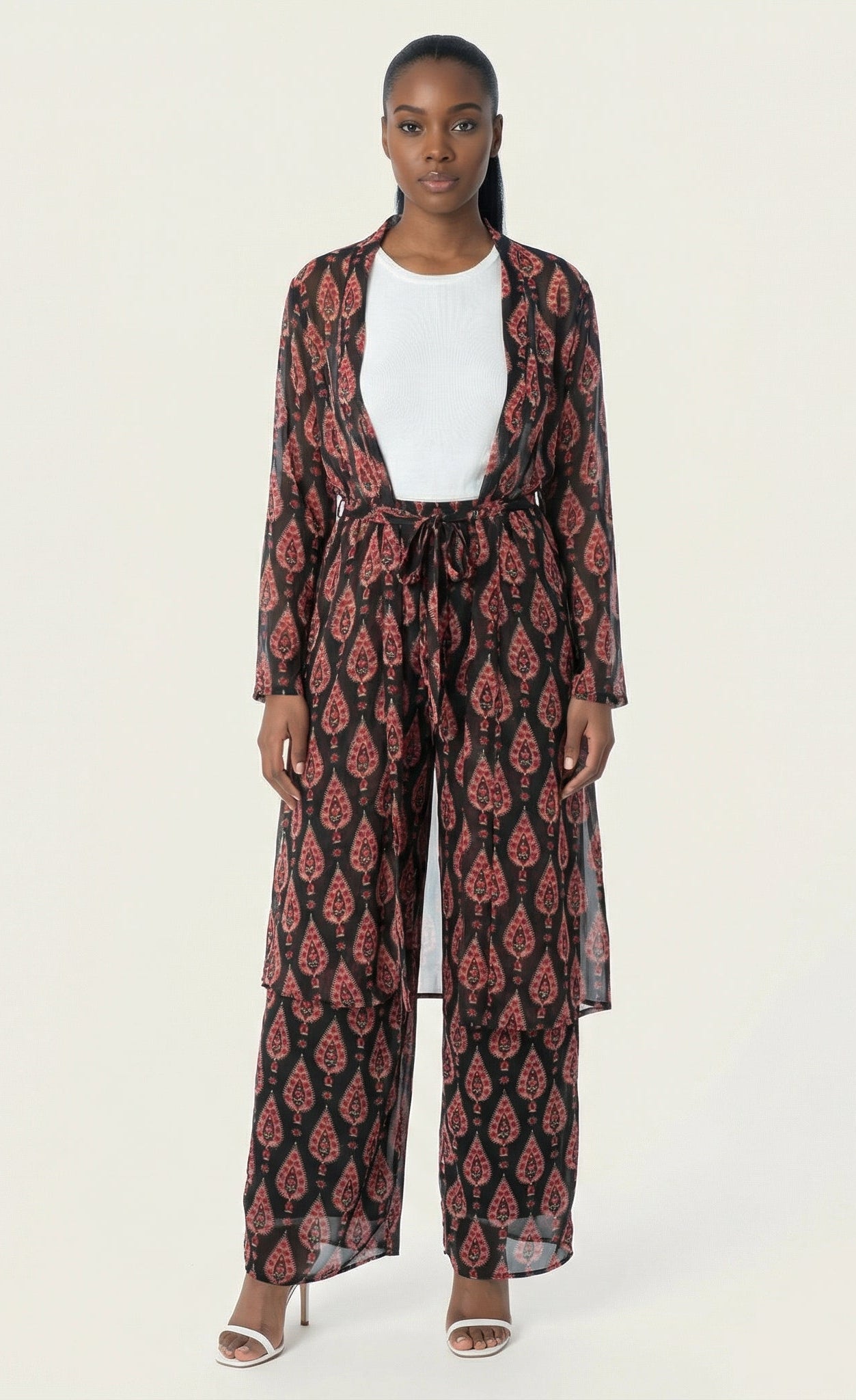 Black monniete print matching set Kabayare