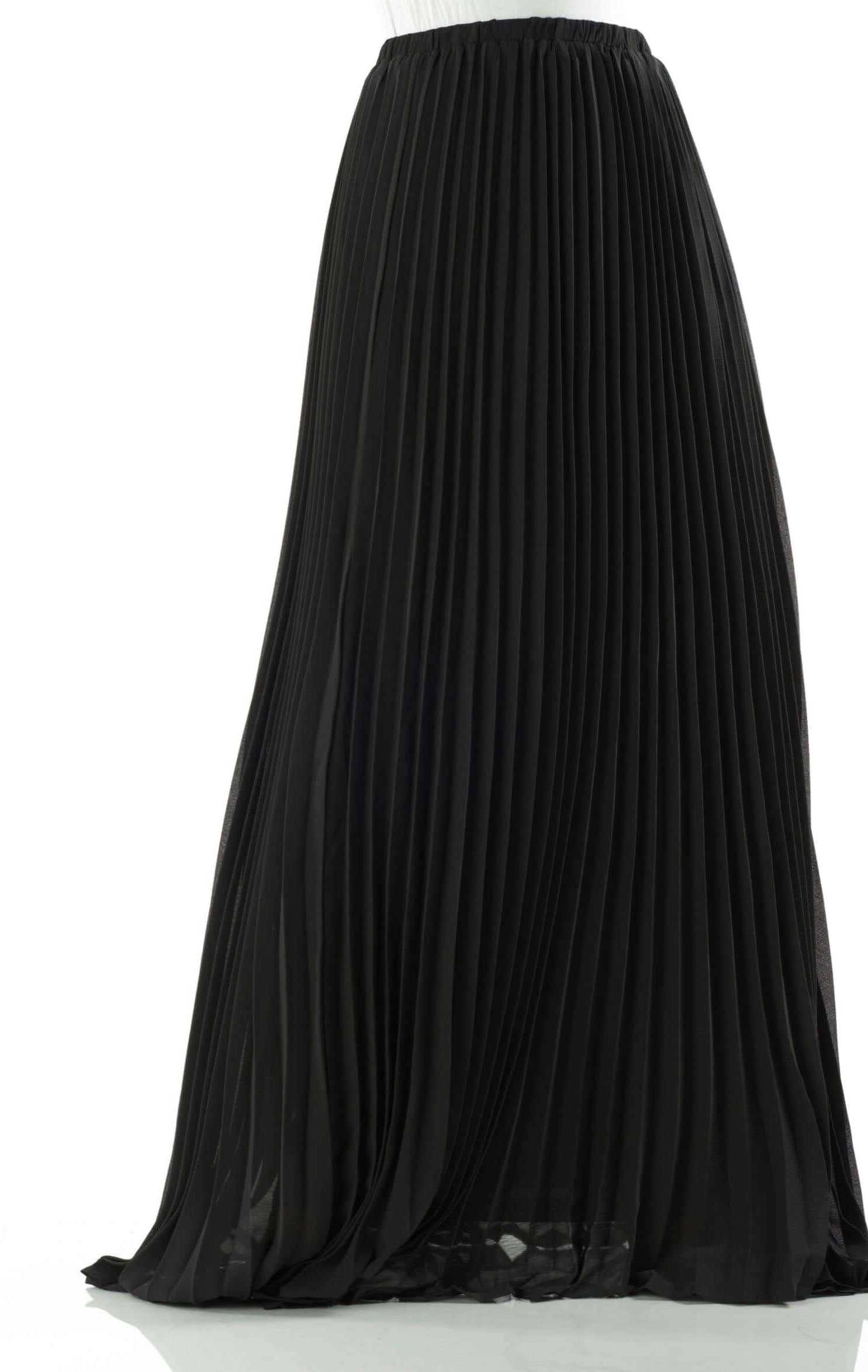 Black pleated chiffon Maxi Skirt Kabayare