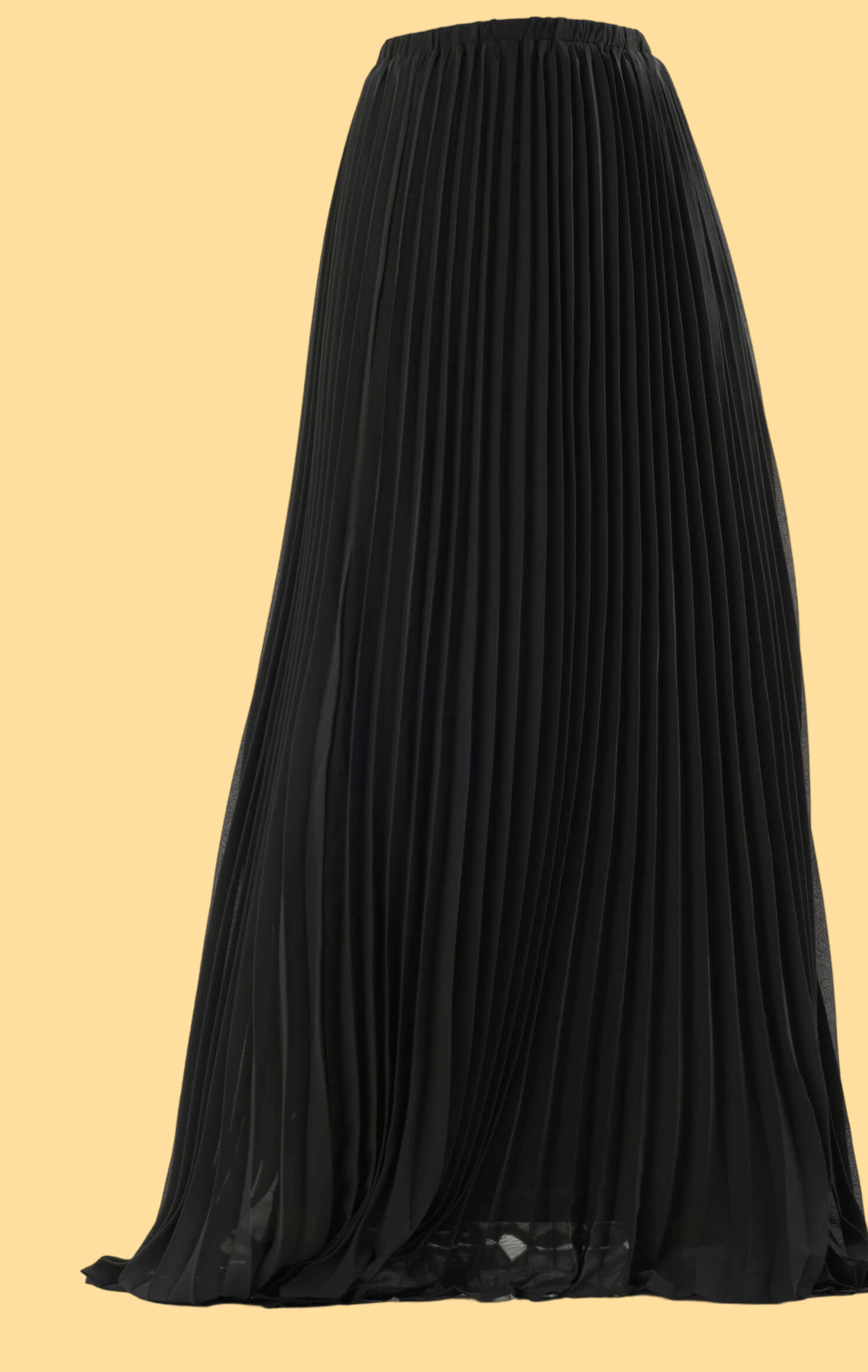 Black pleated chiffon Maxi Skirt Kabayare