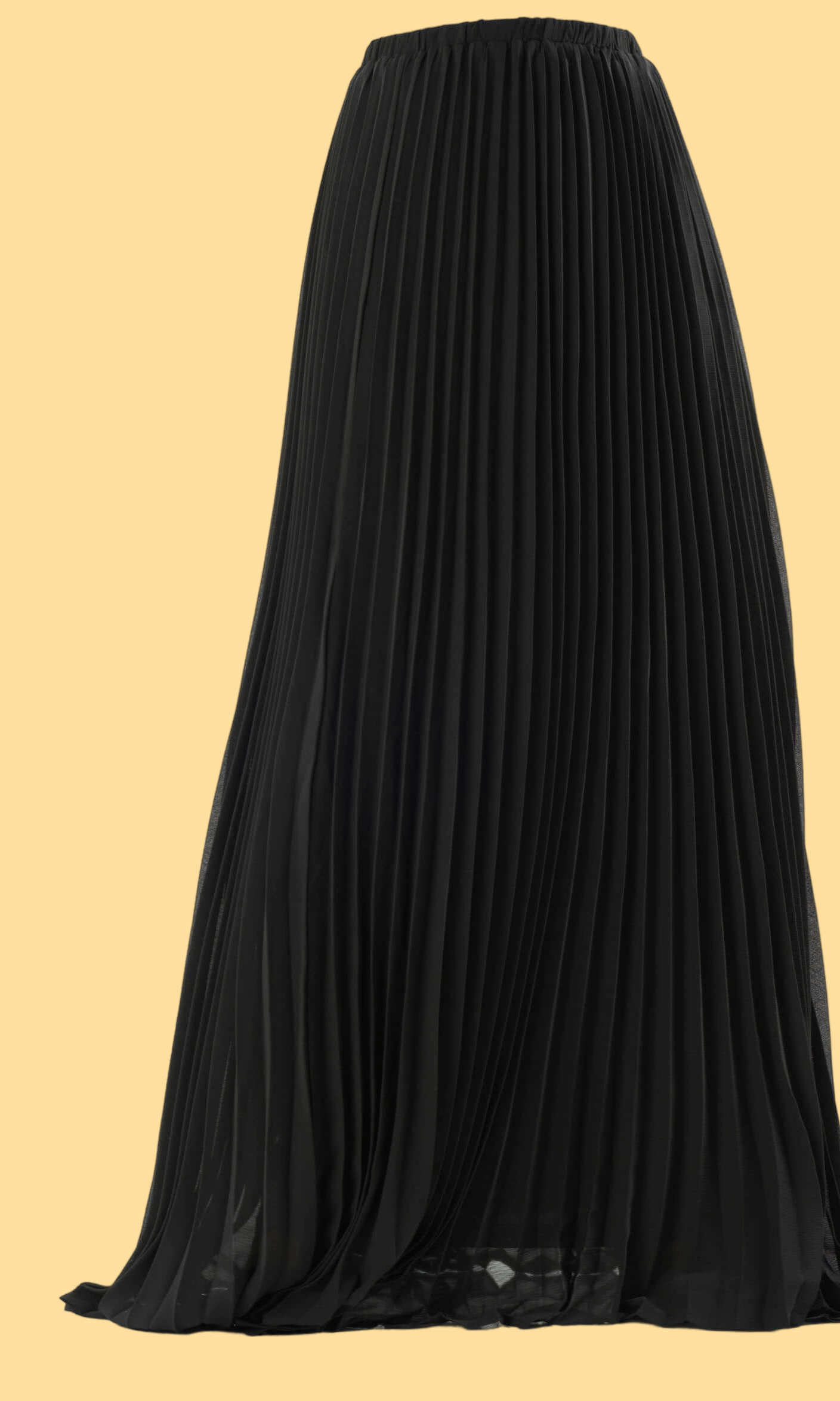 Black pleated chiffon Maxi Skirt Kabayare