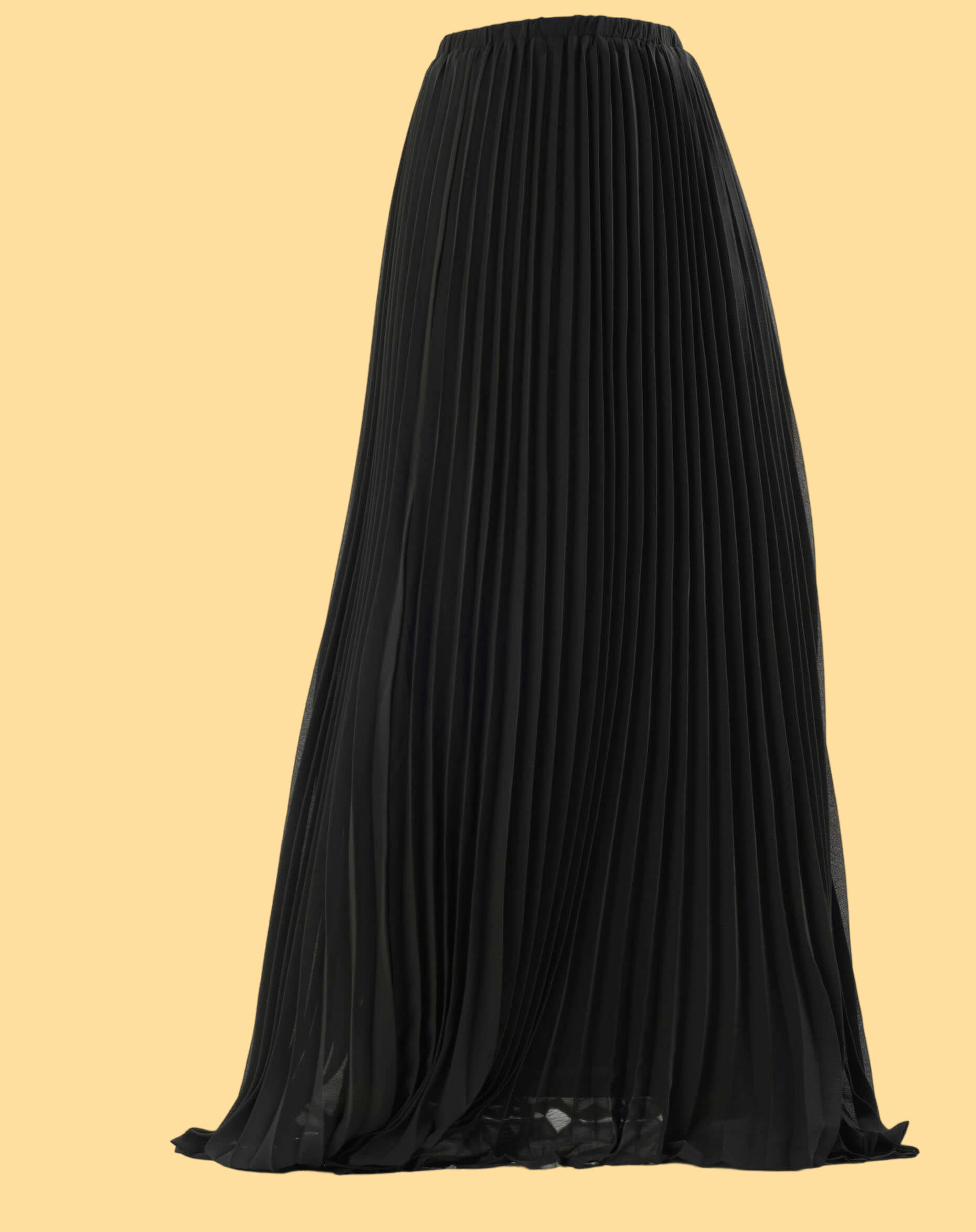 Black pleated chiffon Maxi Skirt Kabayare
