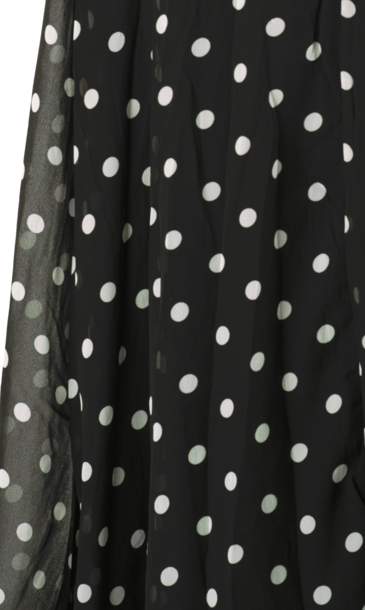 Black Polka Dot Verona Bell Sleeve Modest Maxi Dress: chiffon detail
