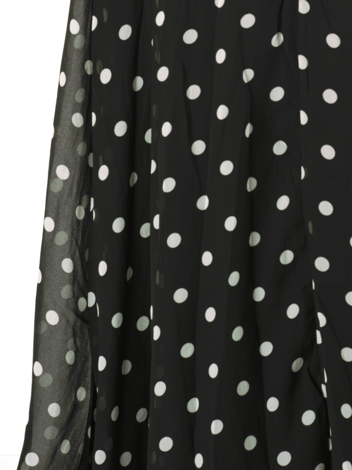 Black Polka Dot Verona Bell Sleeve Modest Maxi Dress: chiffon detail