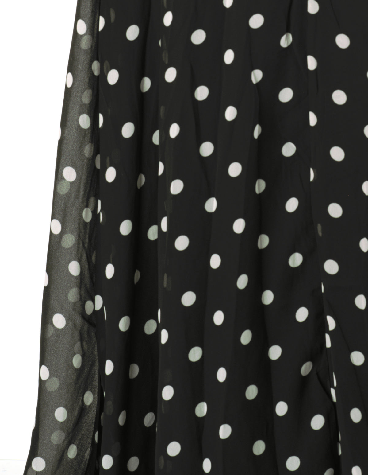 Black Polka Dot Verona Bell Sleeve Modest Maxi Dress: chiffon detail
