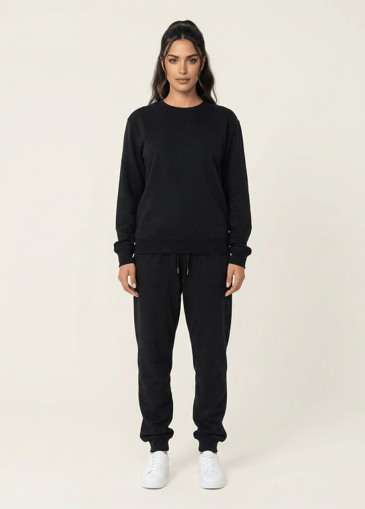 Black Pullover Sweatshirt matching set Kabayare