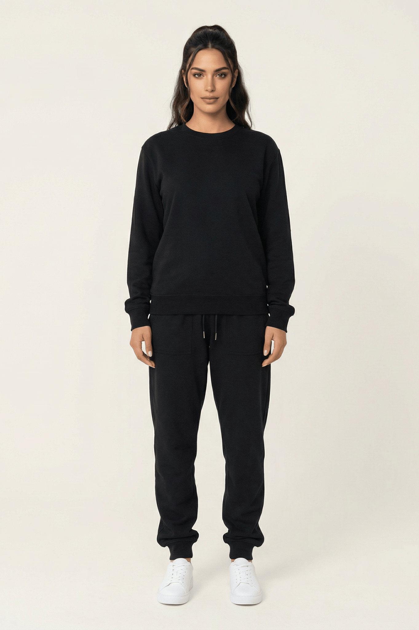 Black Pullover Sweatshirt matching set Kabayare