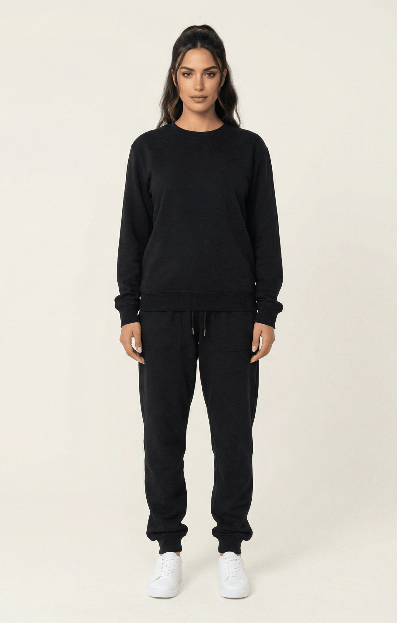 Black Pullover Sweatshirt matching set Kabayare