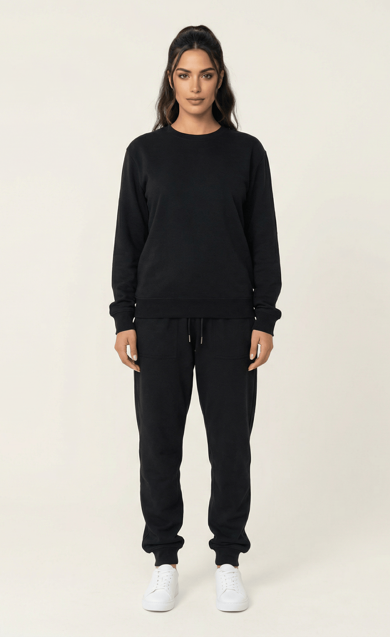 Black Pullover Sweatshirt matching set Kabayare