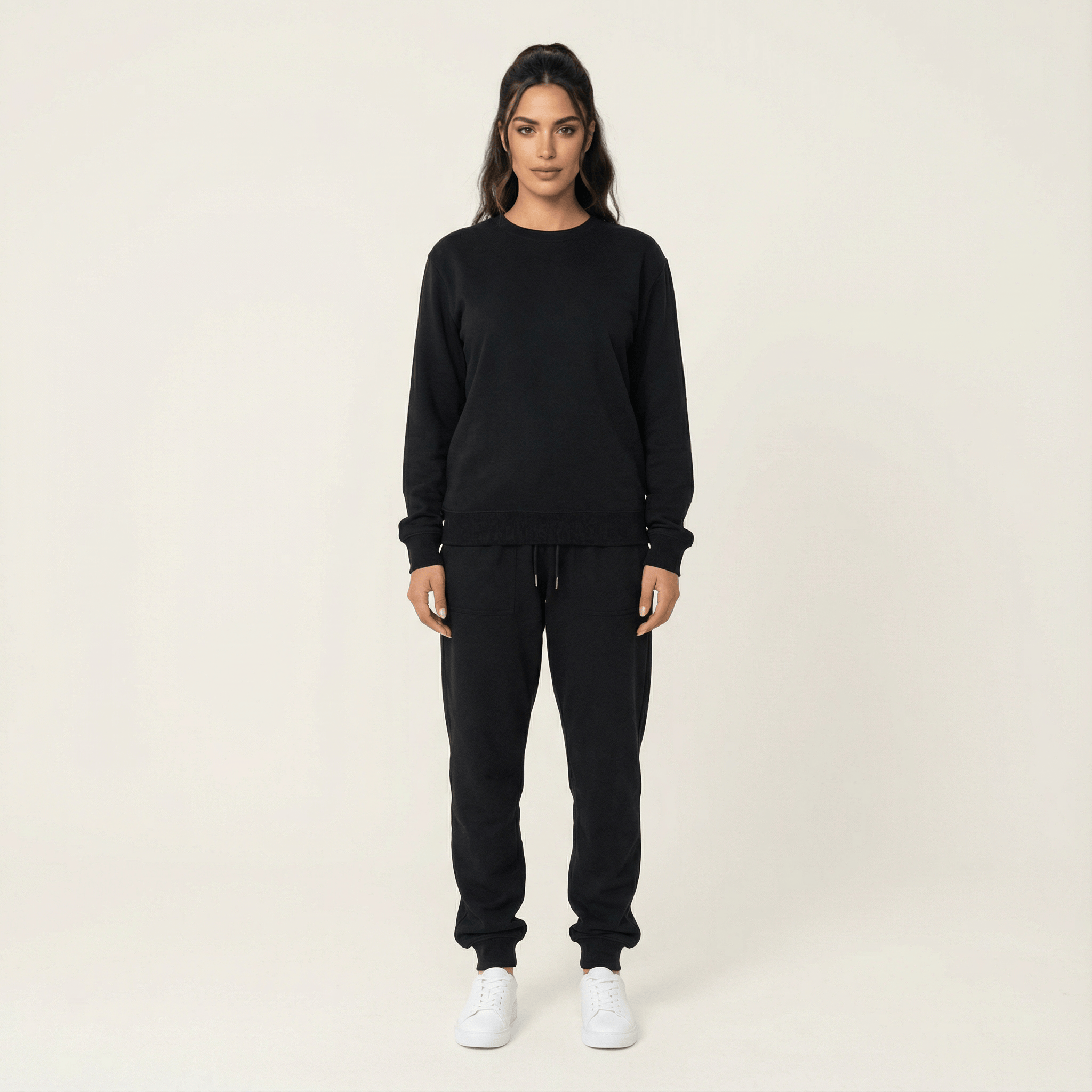 Black Pullover Sweatshirt matching set Kabayare