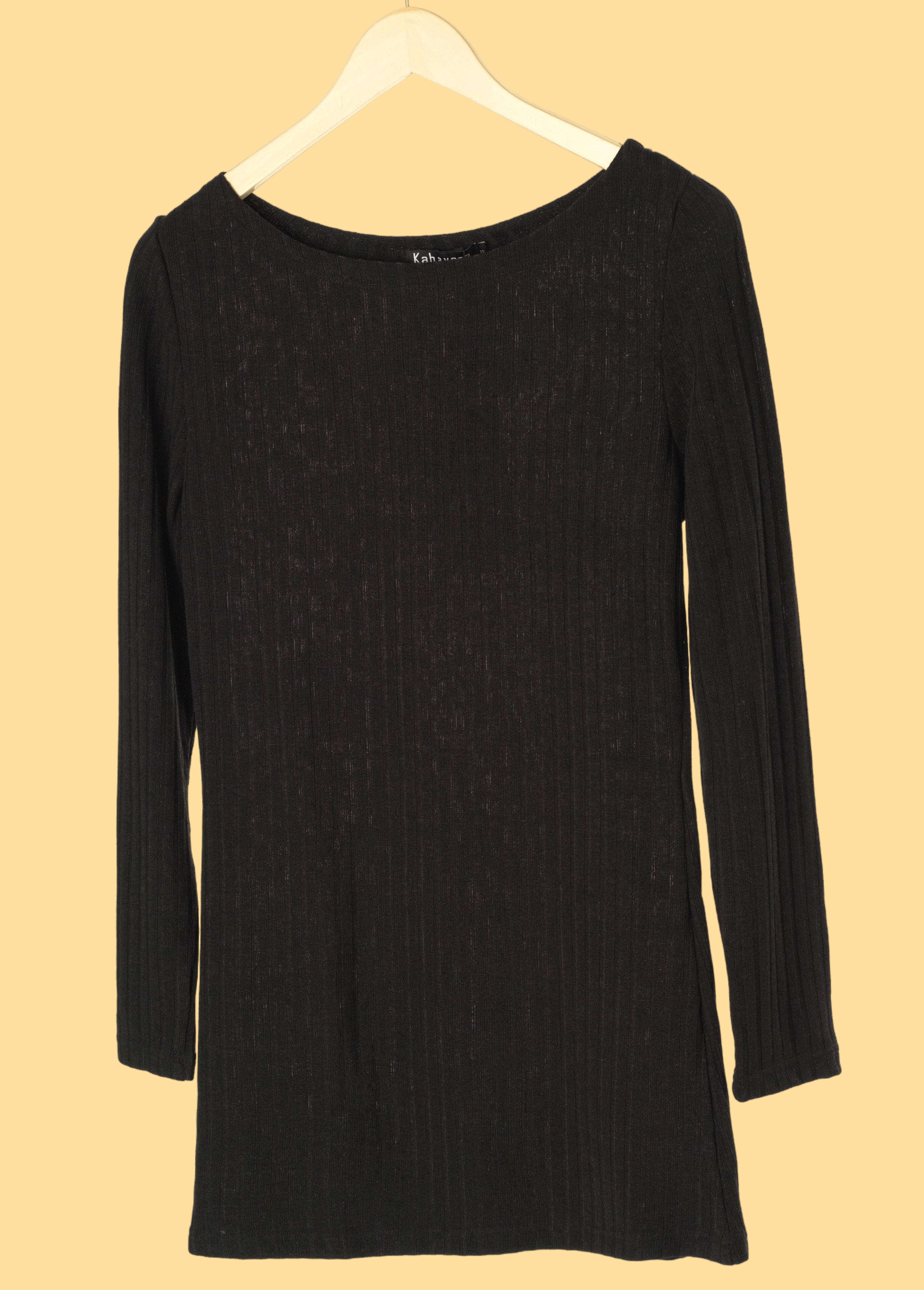 Black Ribbed Sweater Shirt Kabayare