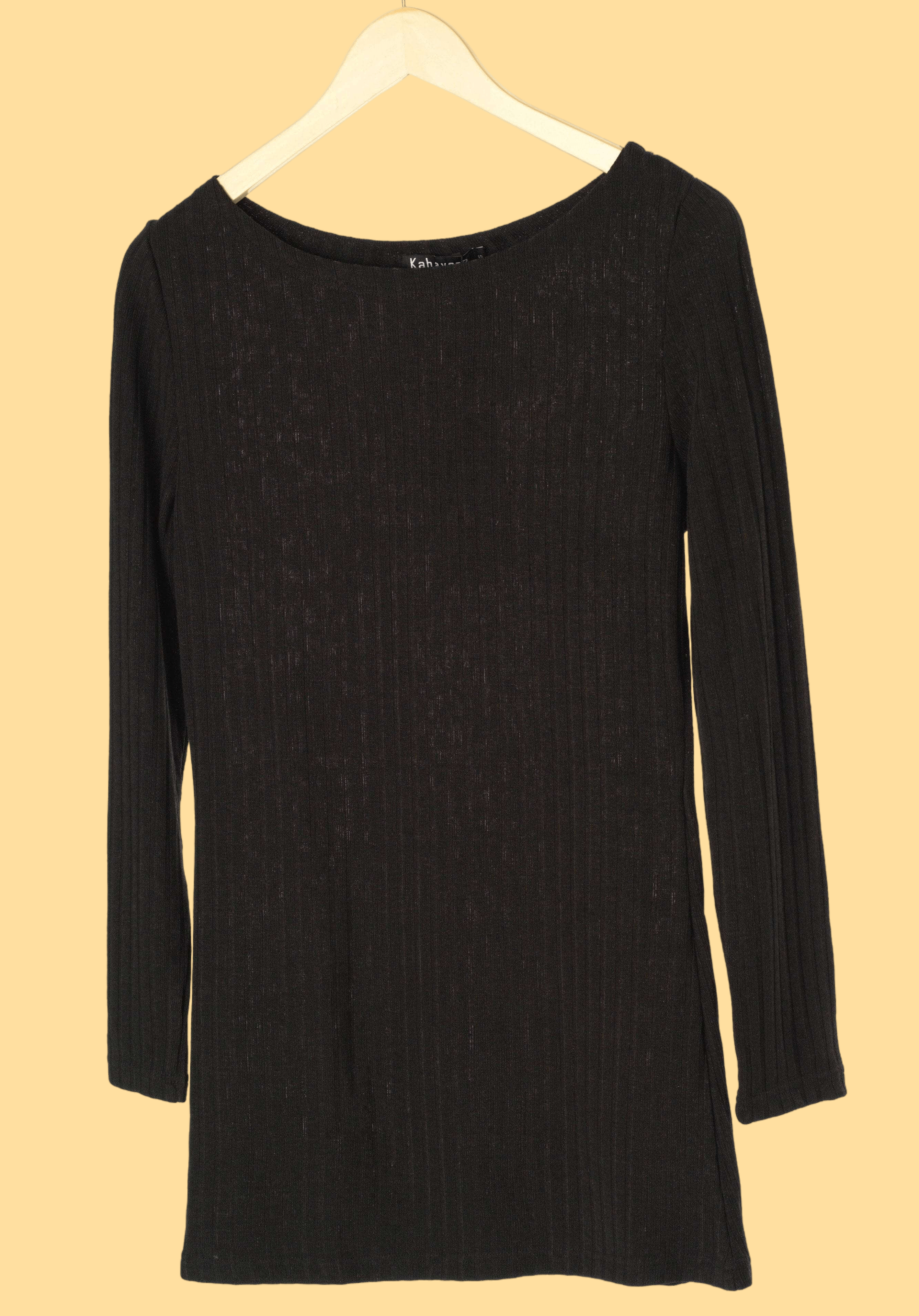 Black Ribbed Sweater Shirt Kabayare