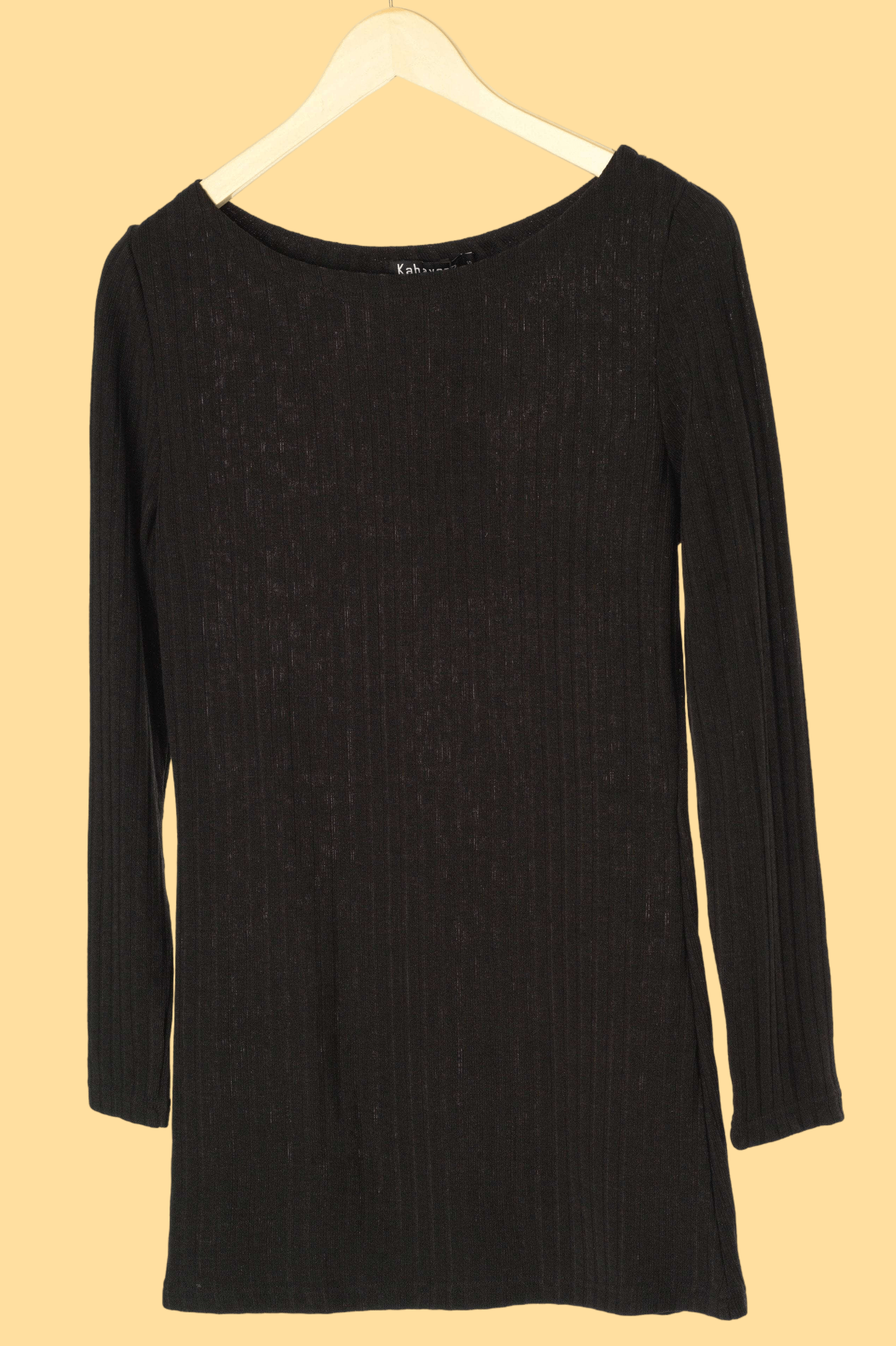 Black Ribbed Sweater Shirt Kabayare