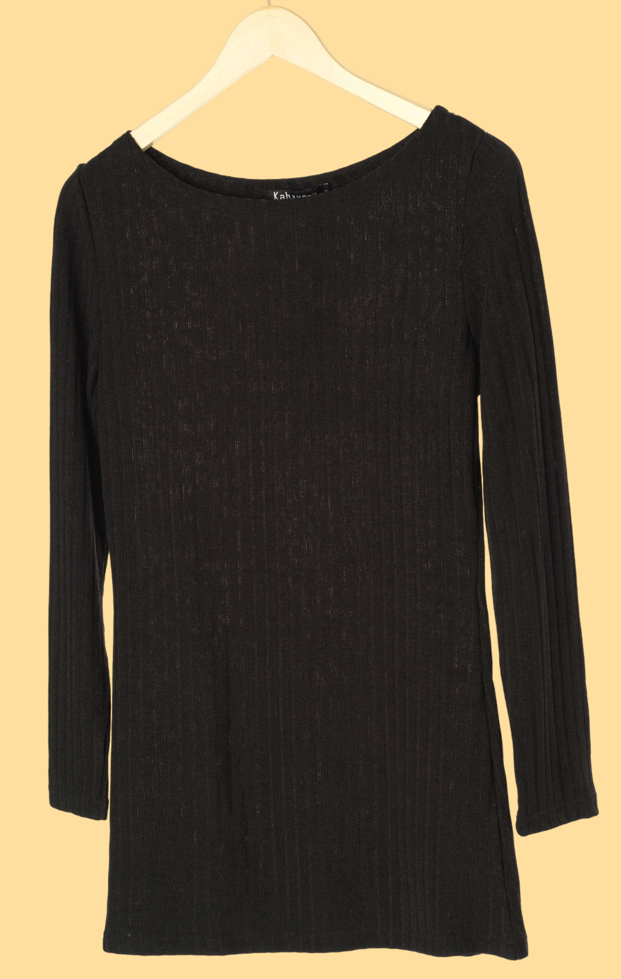 Black Ribbed Sweater Shirt Kabayare