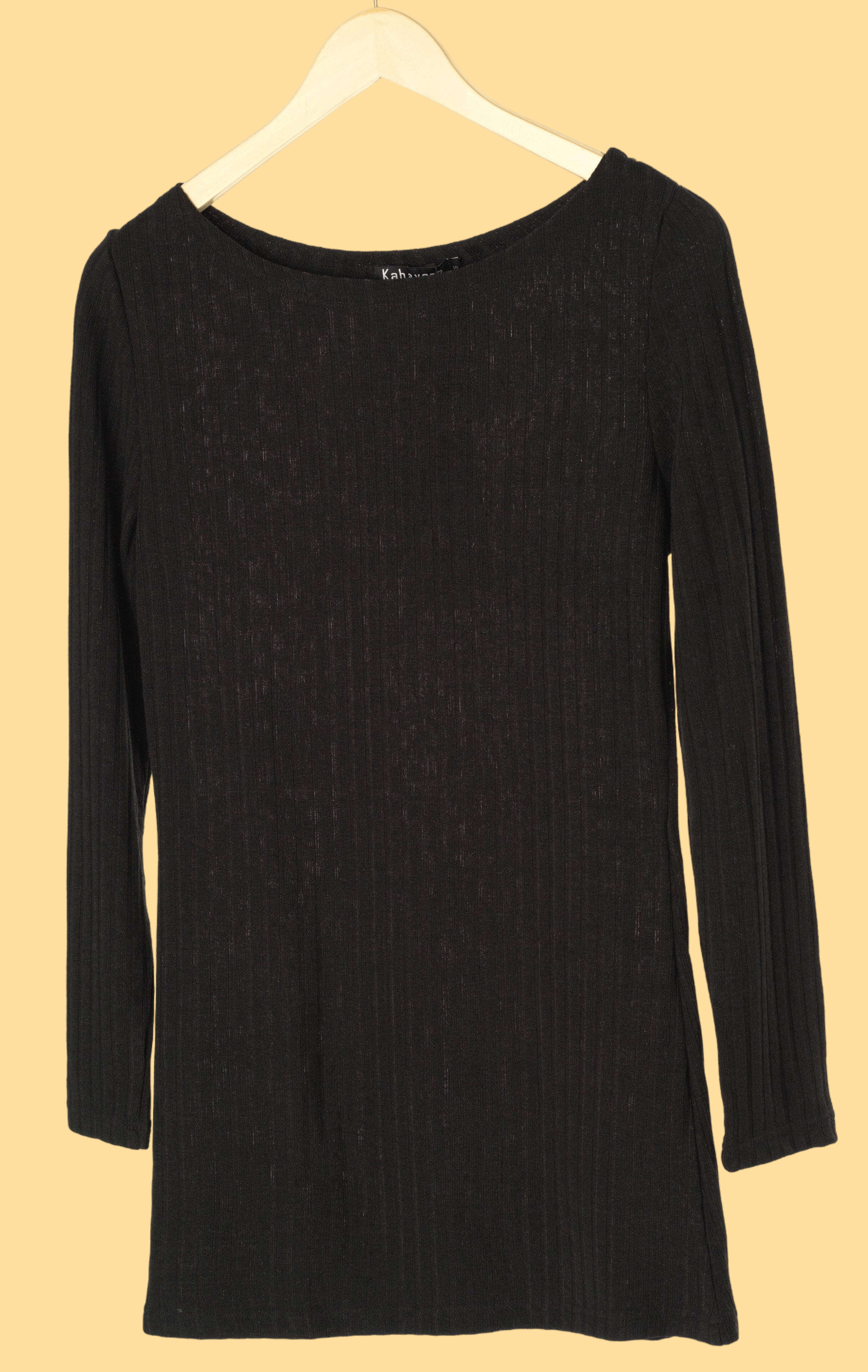 Black Ribbed Sweater Shirt Kabayare