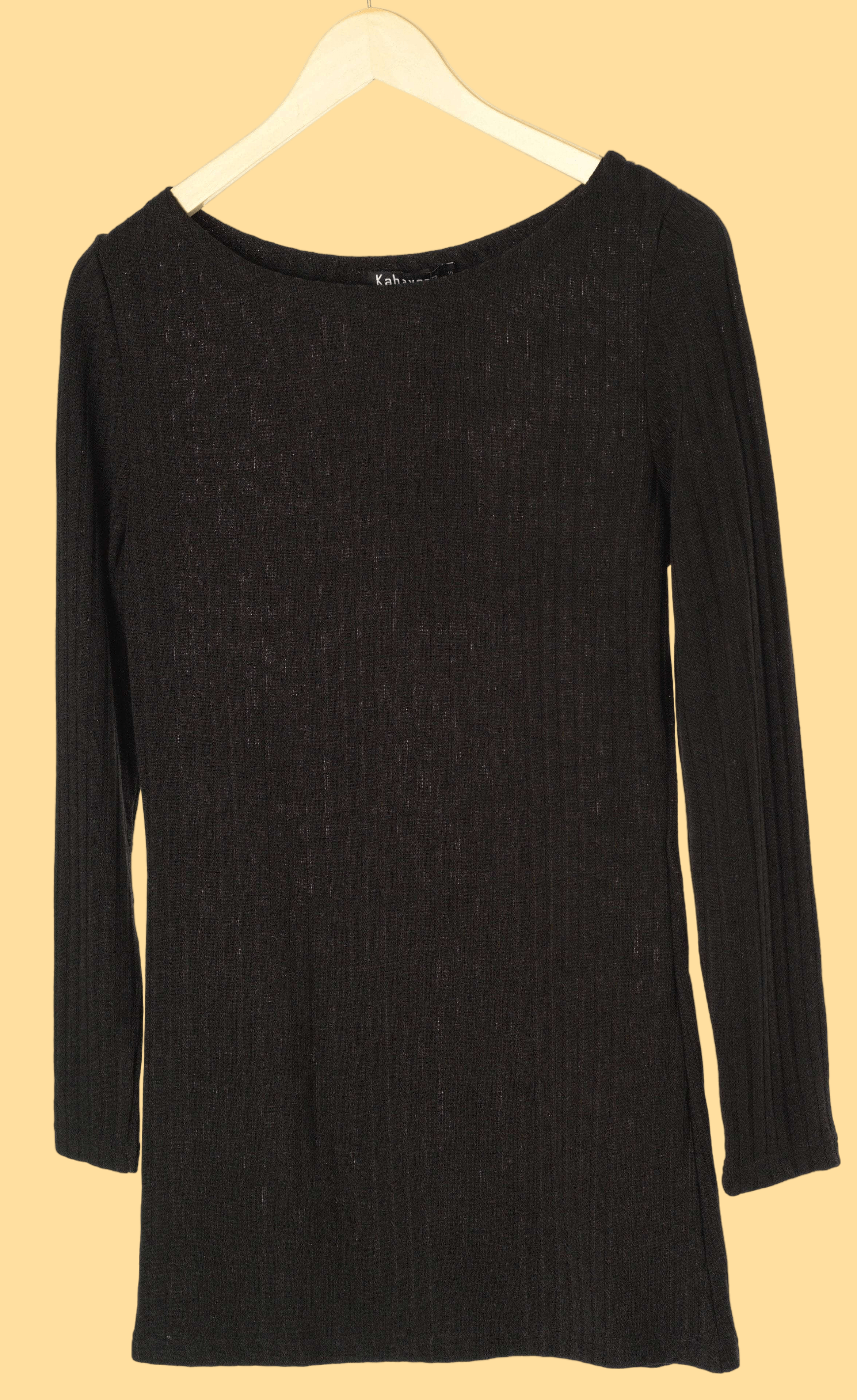 Black Ribbed Sweater Shirt Kabayare