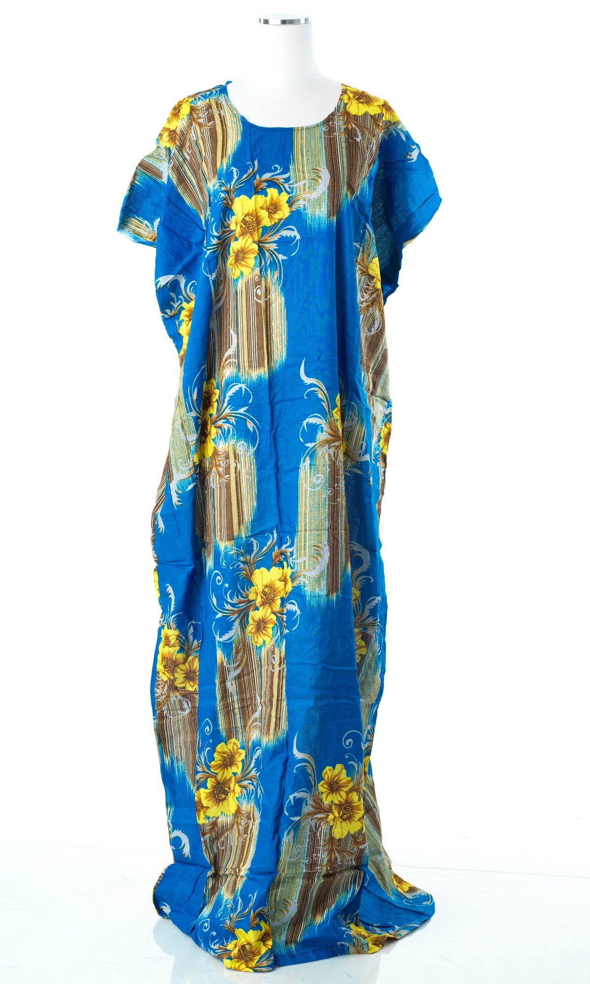 Blue and yellow floral print bati dress Kabayare