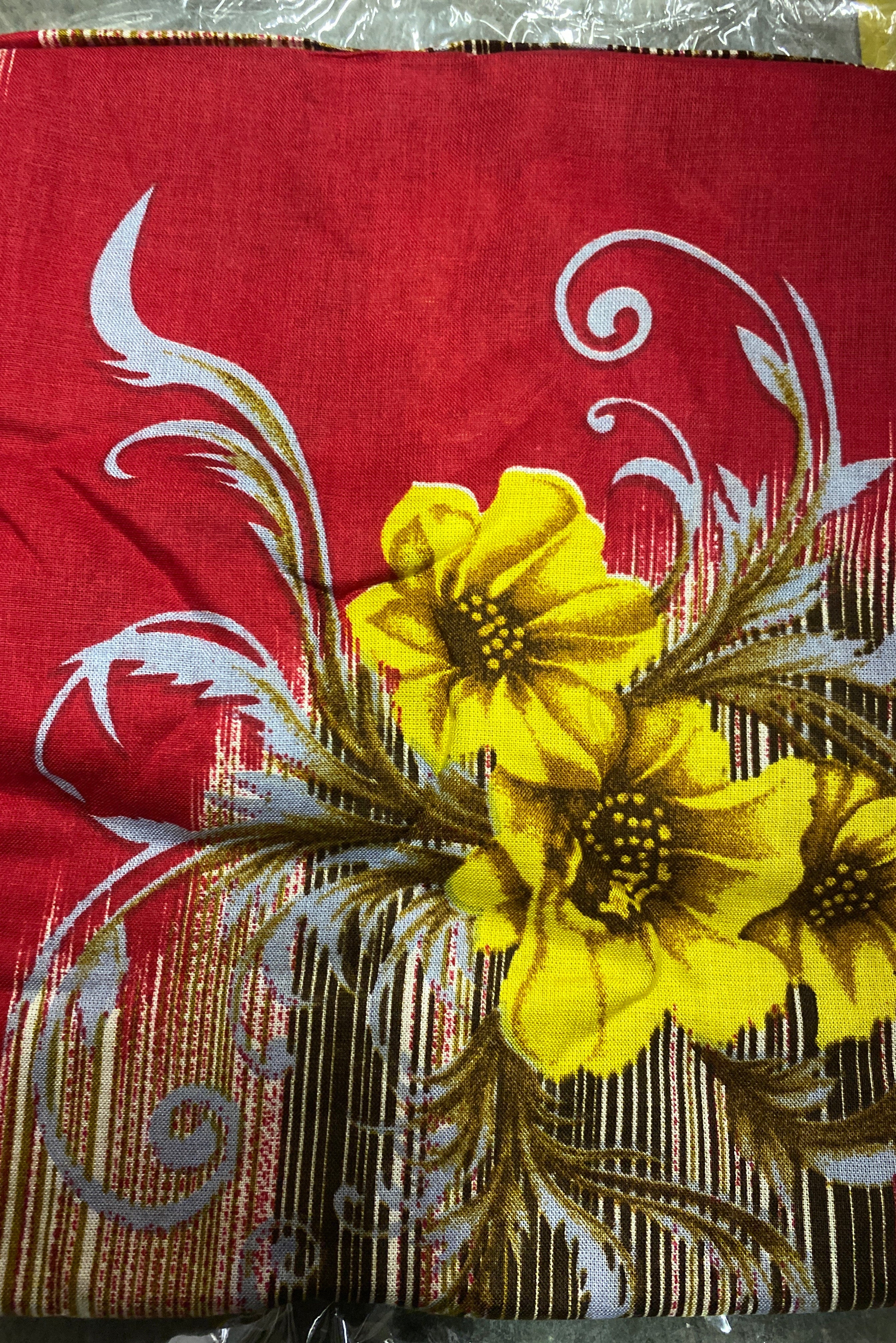 Blue and yellow floral print bati dress Kabayare