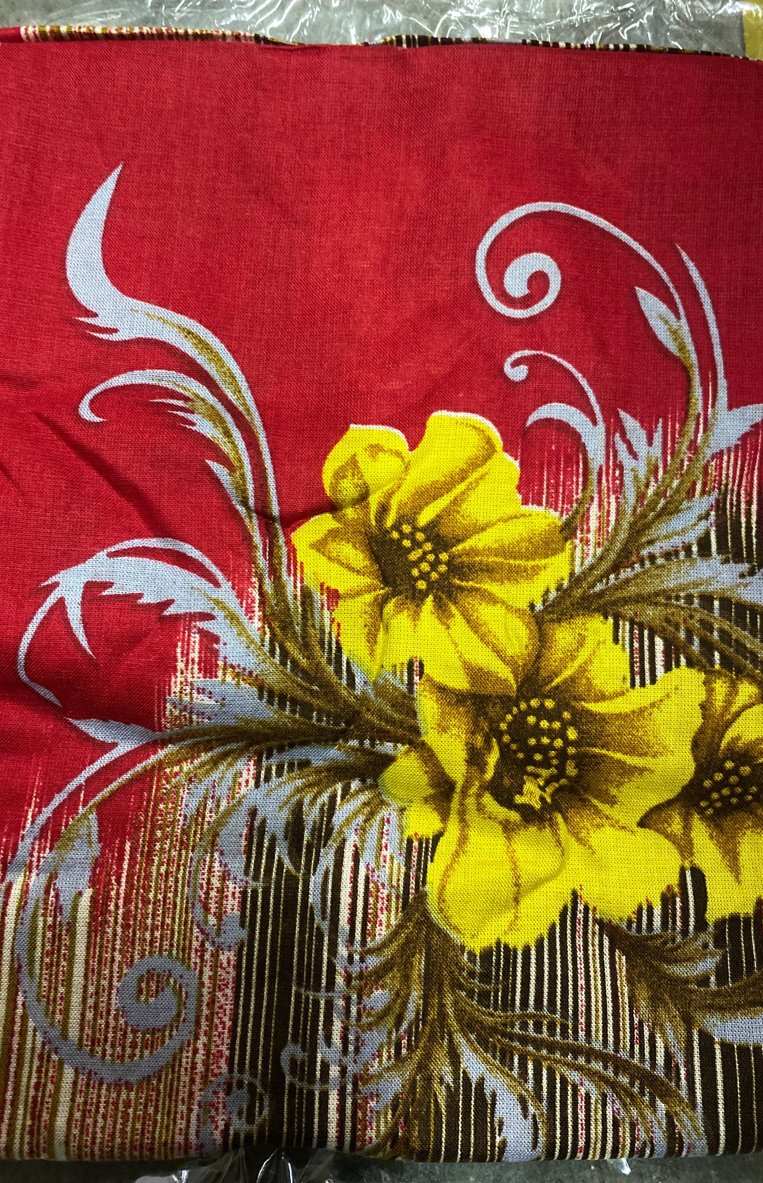 Blue and yellow floral print bati dress Kabayare