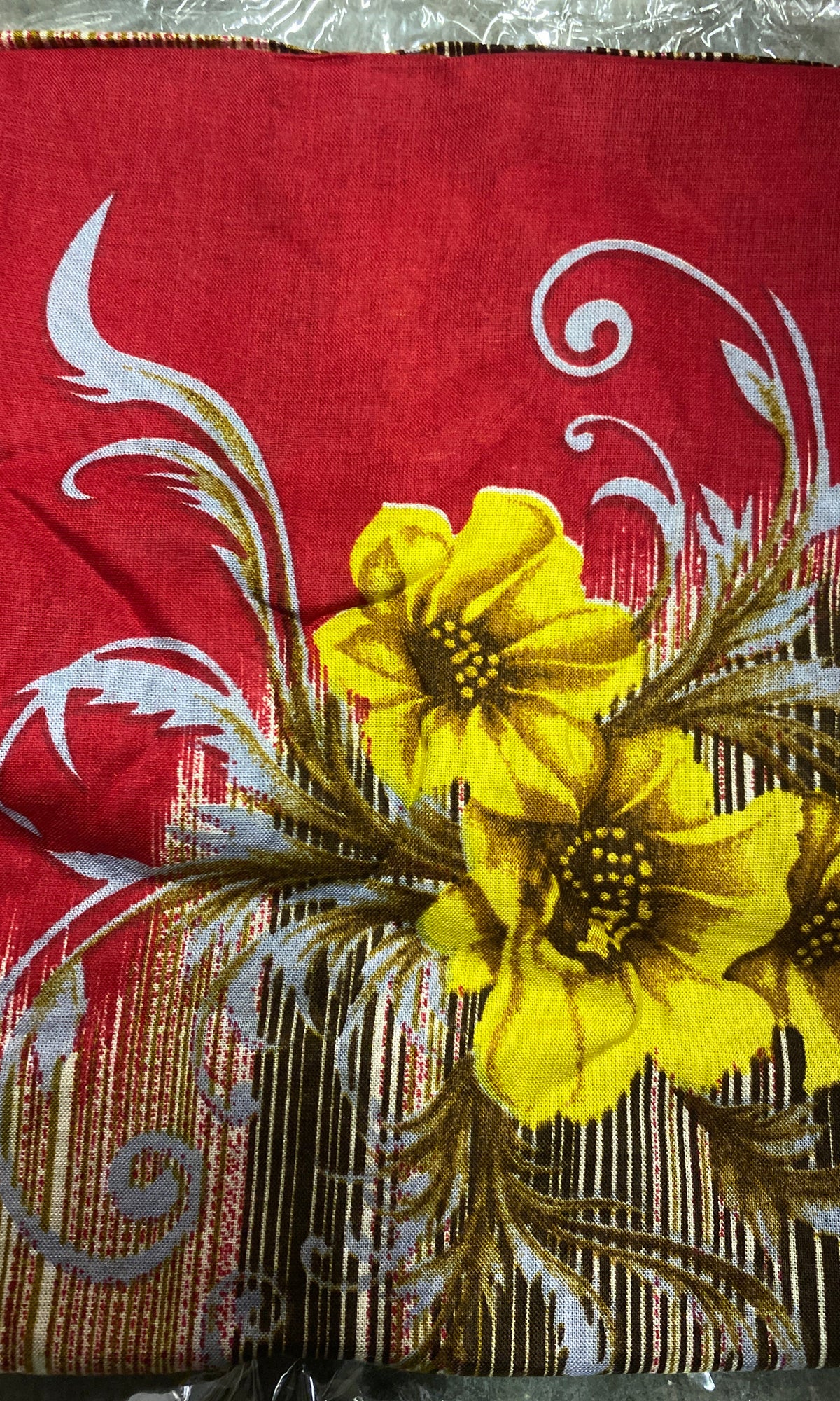 Blue and yellow floral print bati dress Kabayare
