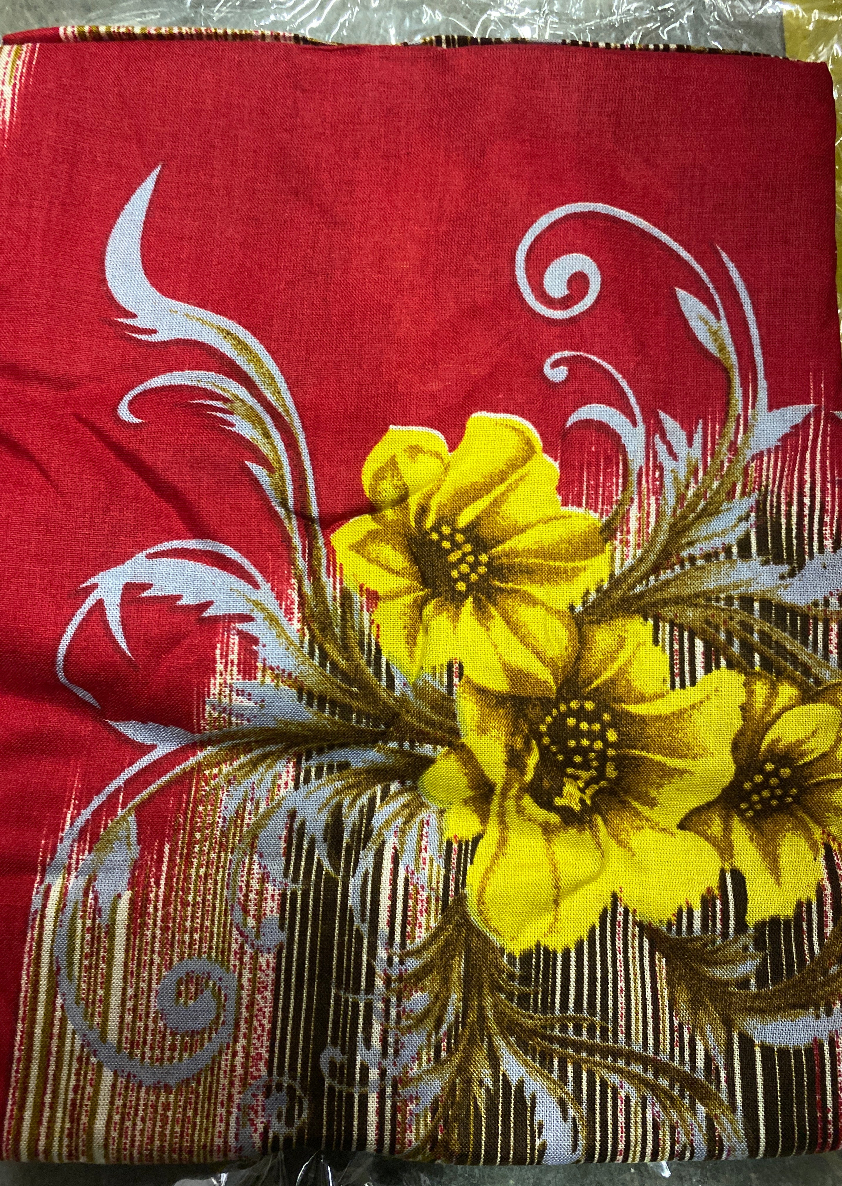Blue and yellow floral print bati dress Kabayare