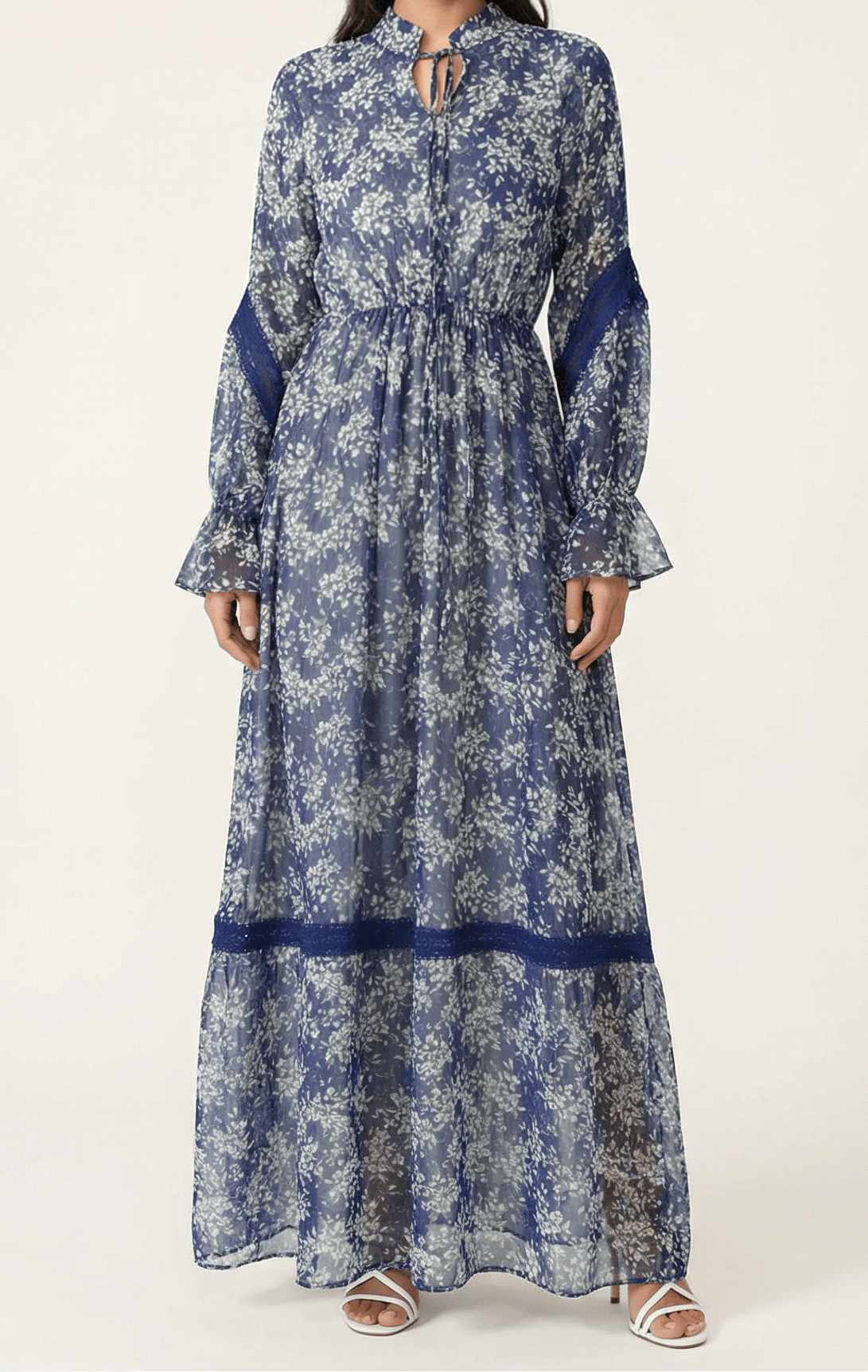Blue Juliet print long sleeve maxi dress Kabayare