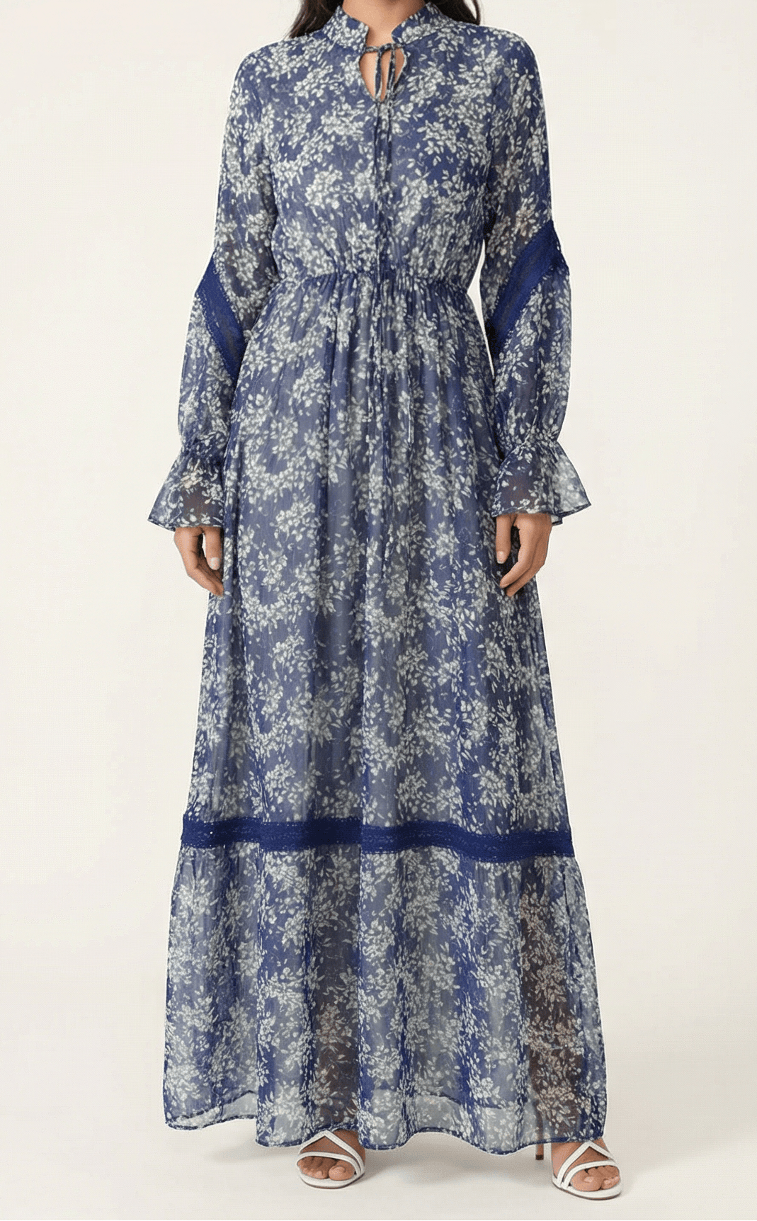 Blue Juliet print long sleeve maxi dress Kabayare