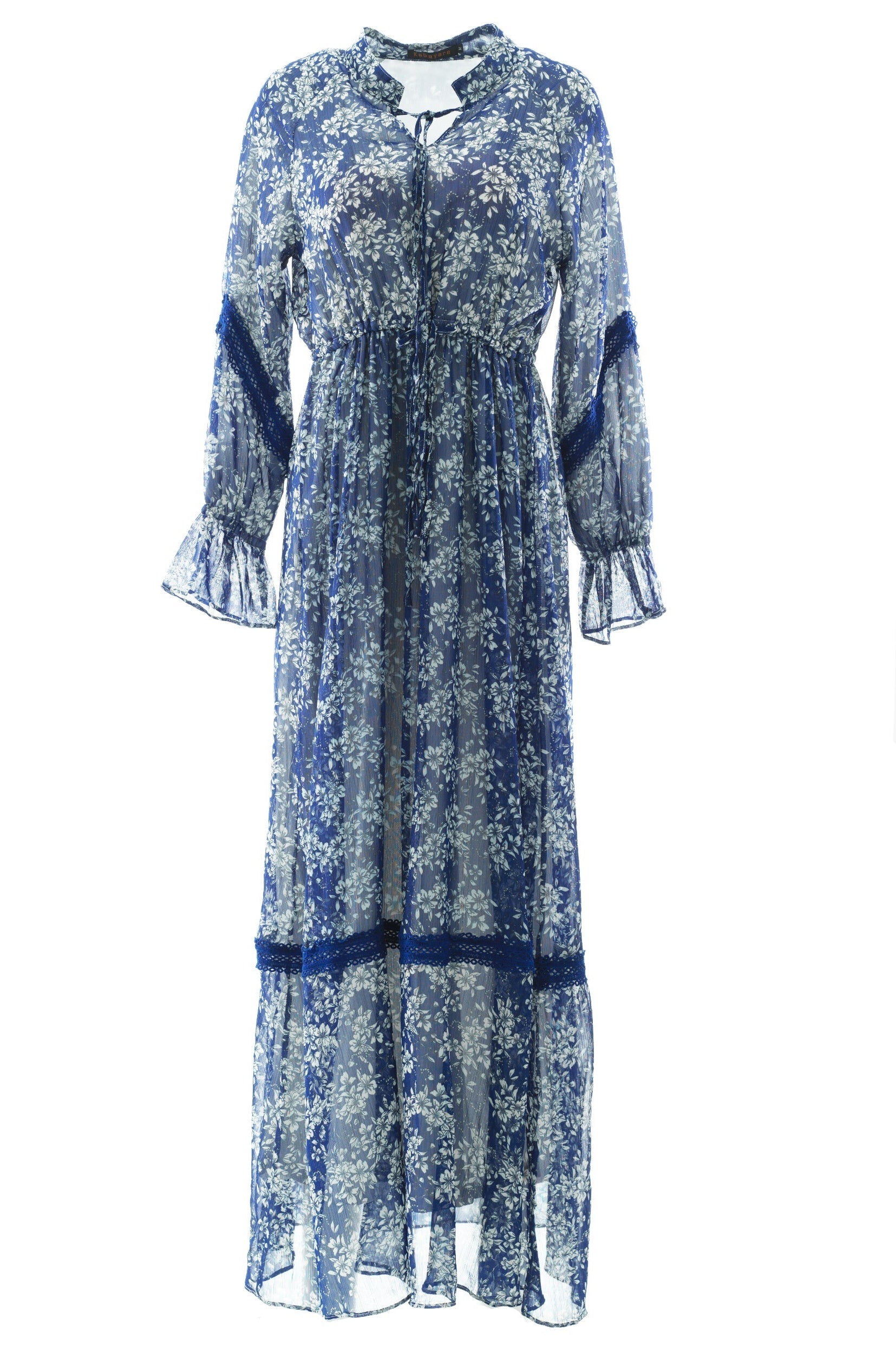 Blue Juliet print long sleeve maxi dress Kabayare