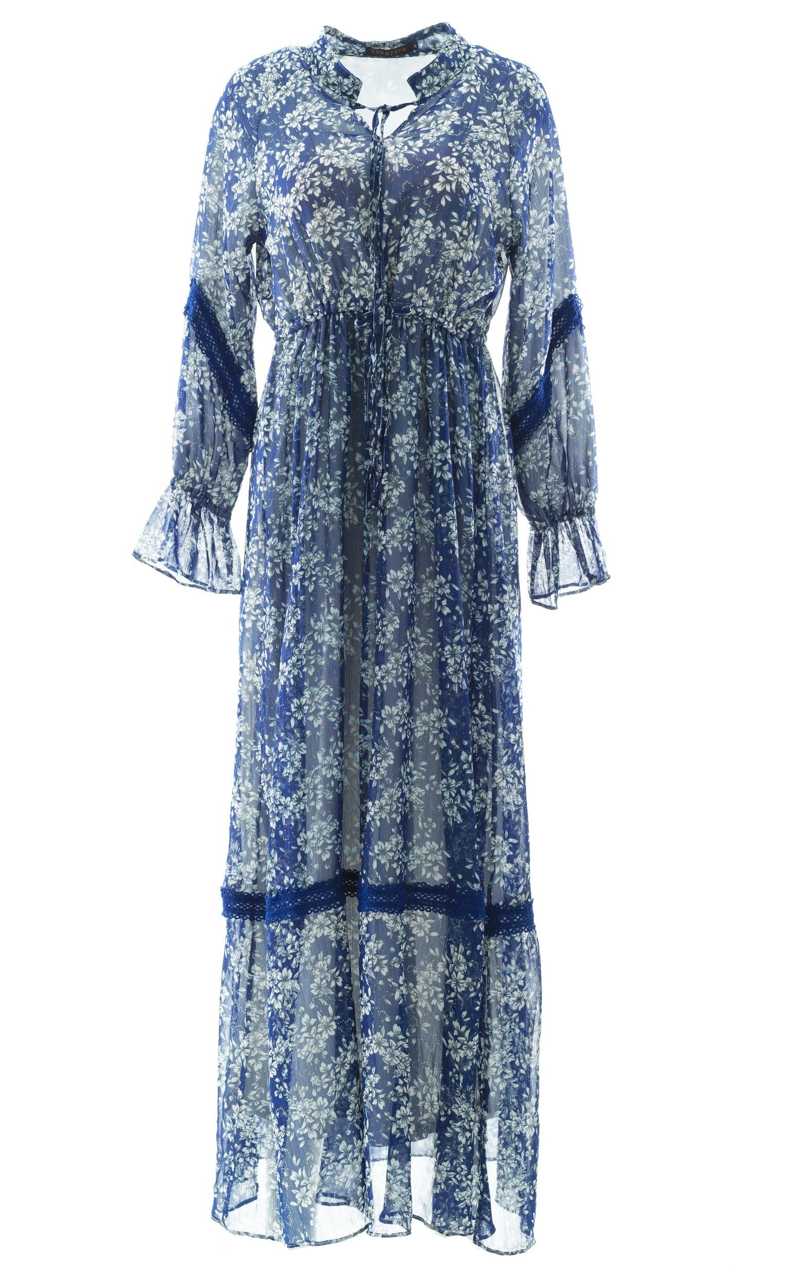 Blue Juliet print long sleeve maxi dress Kabayare