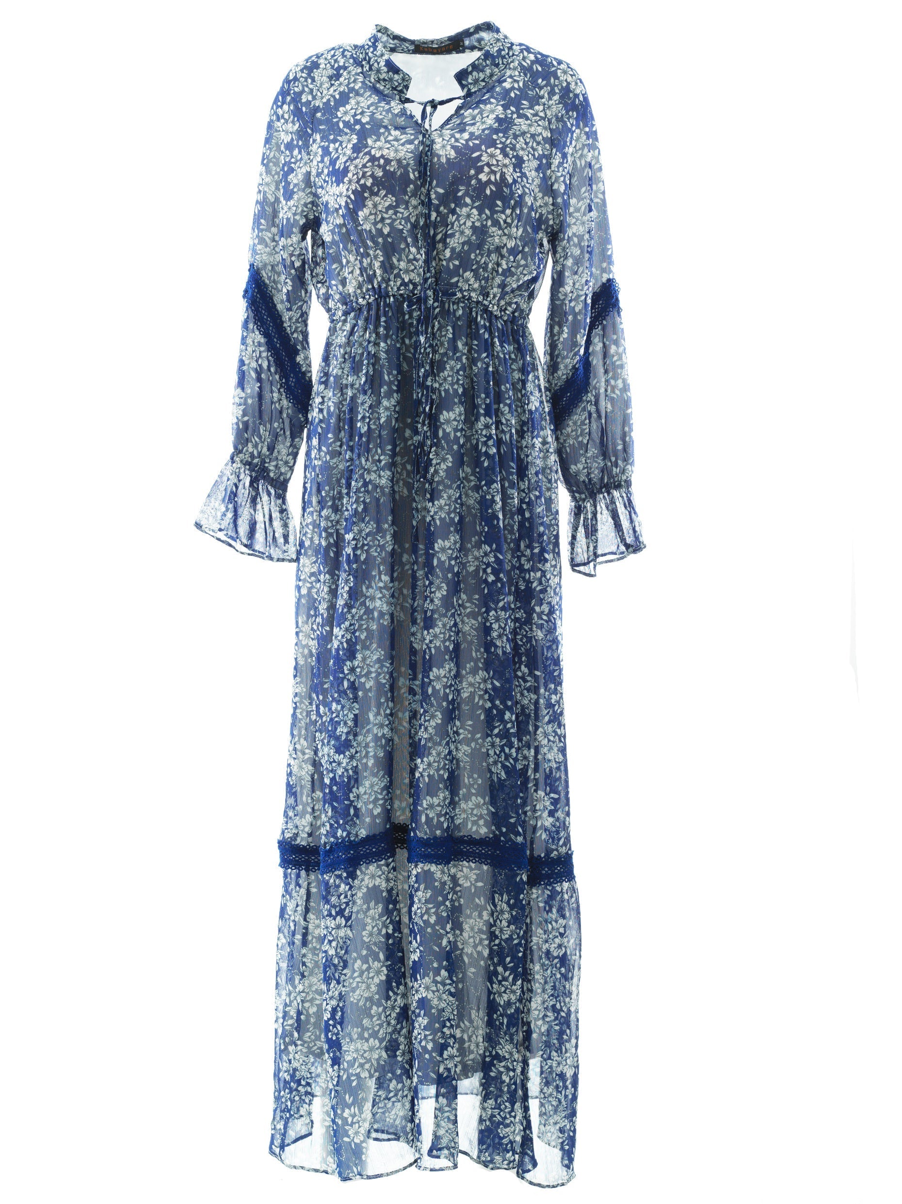 Blue Juliet print long sleeve maxi dress Kabayare