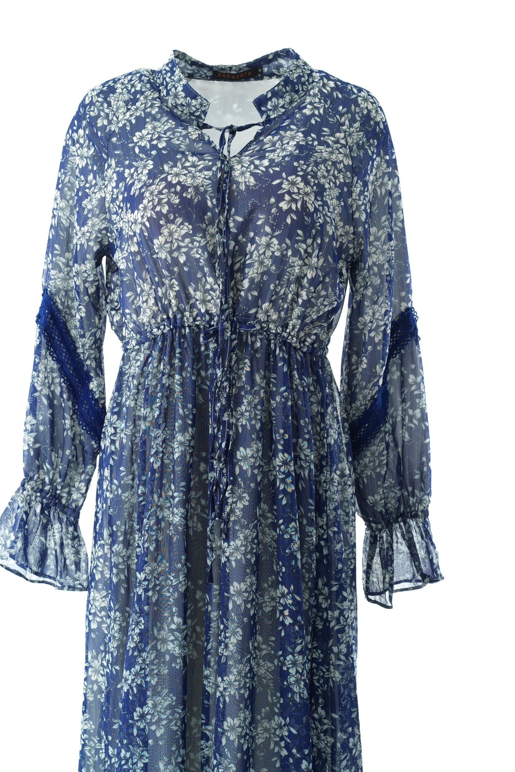 Blue Juliet print long sleeve maxi dress Kabayare