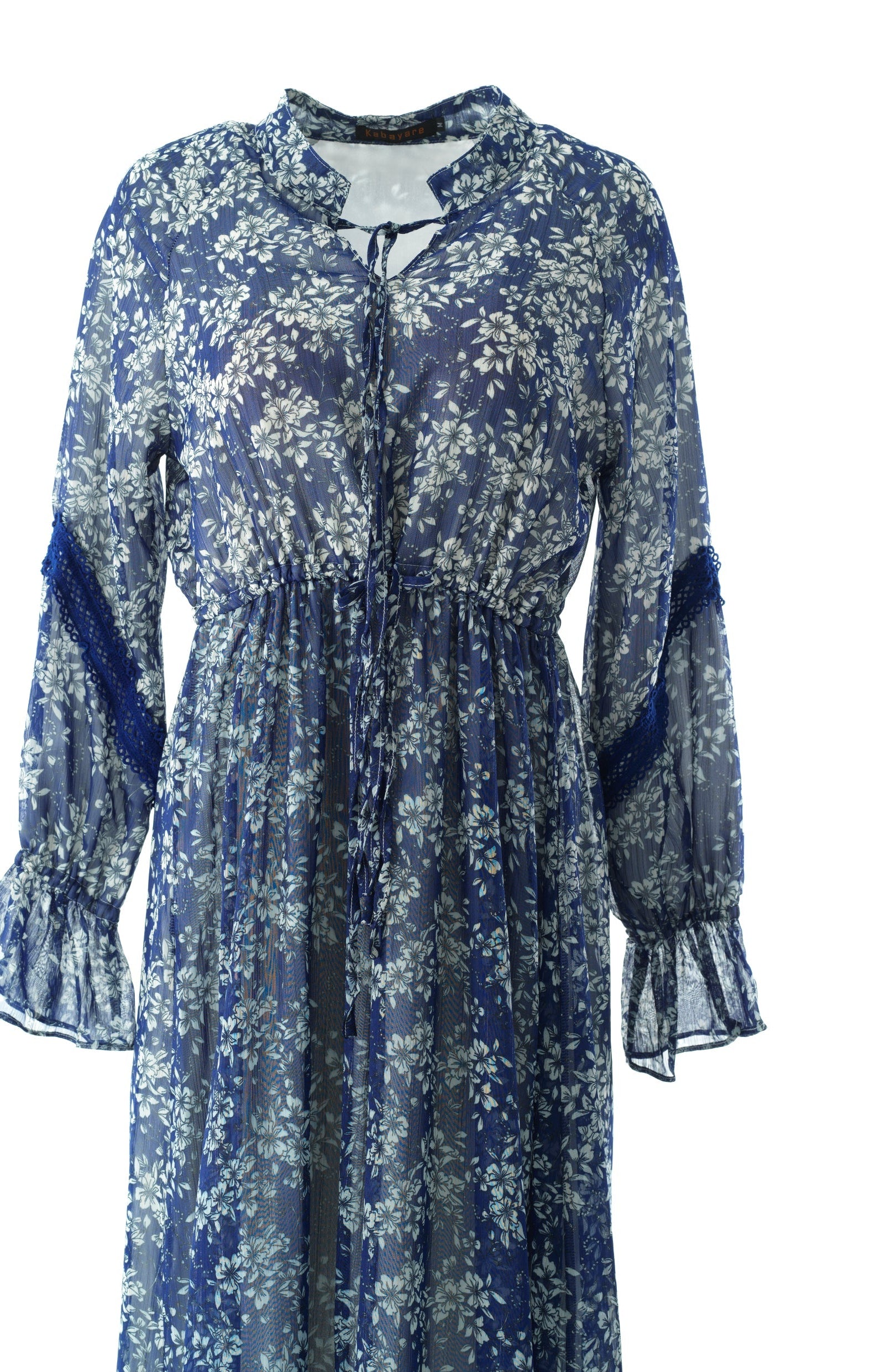 Blue Juliet print long sleeve maxi dress Kabayare