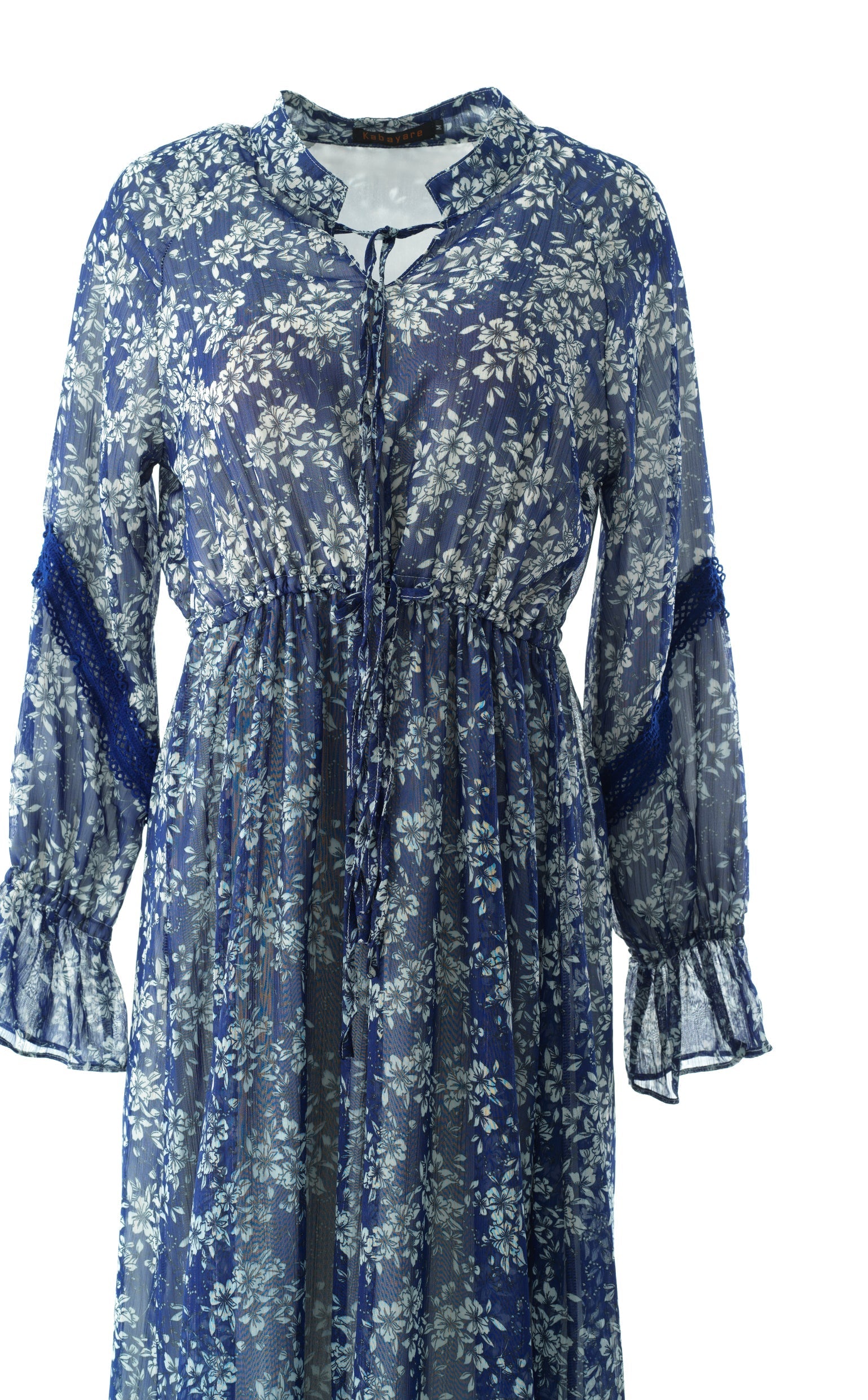 Blue Juliet print long sleeve maxi dress Kabayare