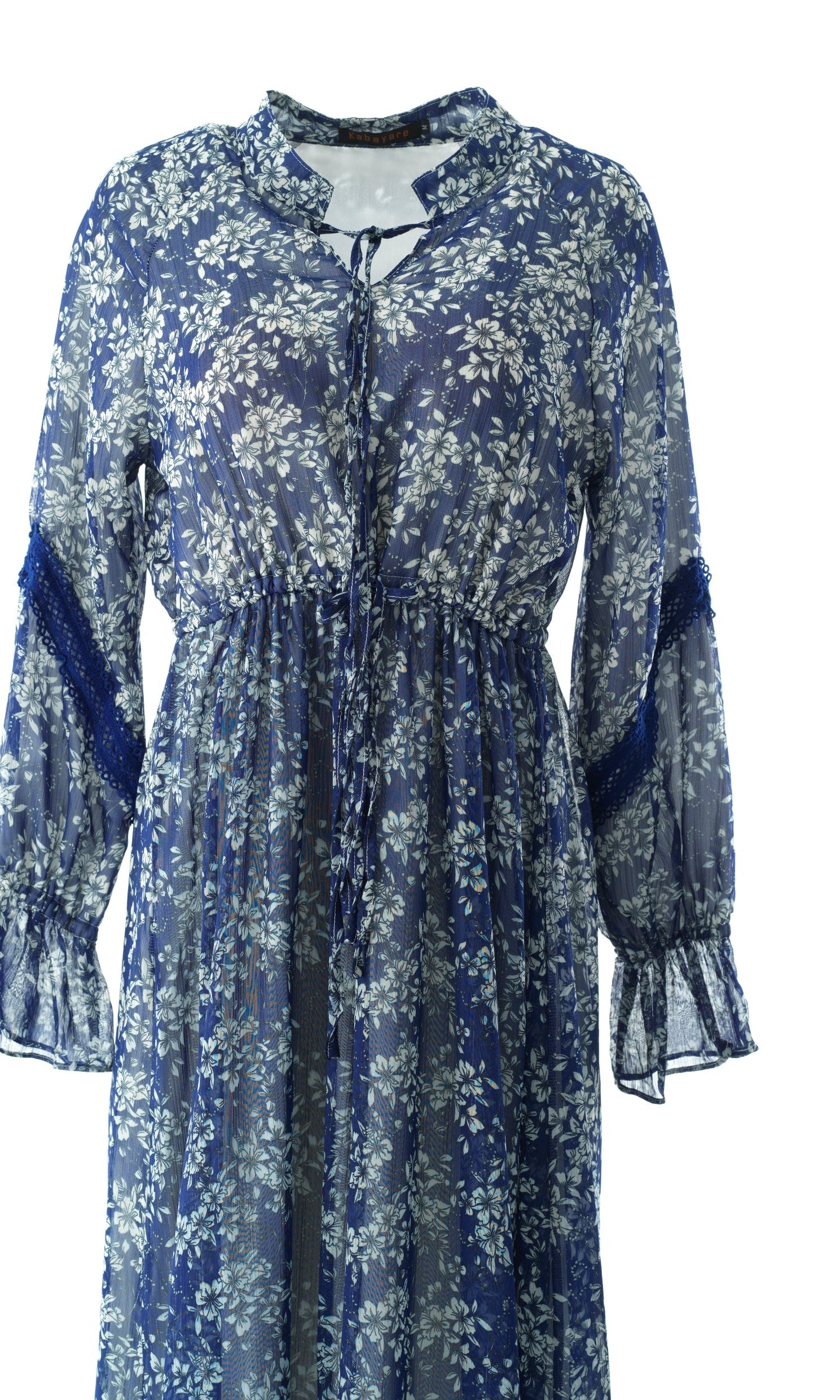 Blue Juliet print long sleeve maxi dress Kabayare