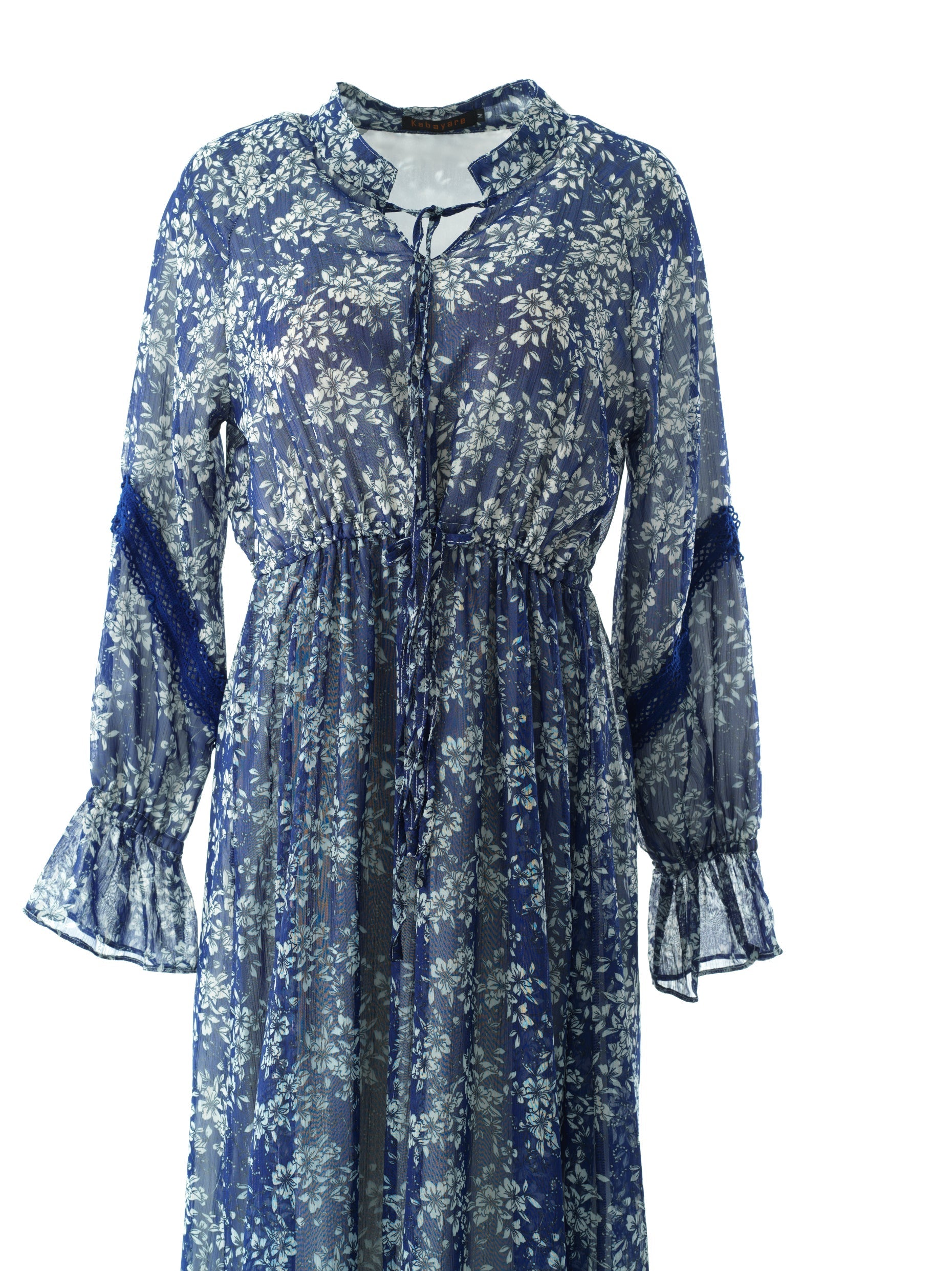 Blue Juliet print long sleeve maxi dress Kabayare