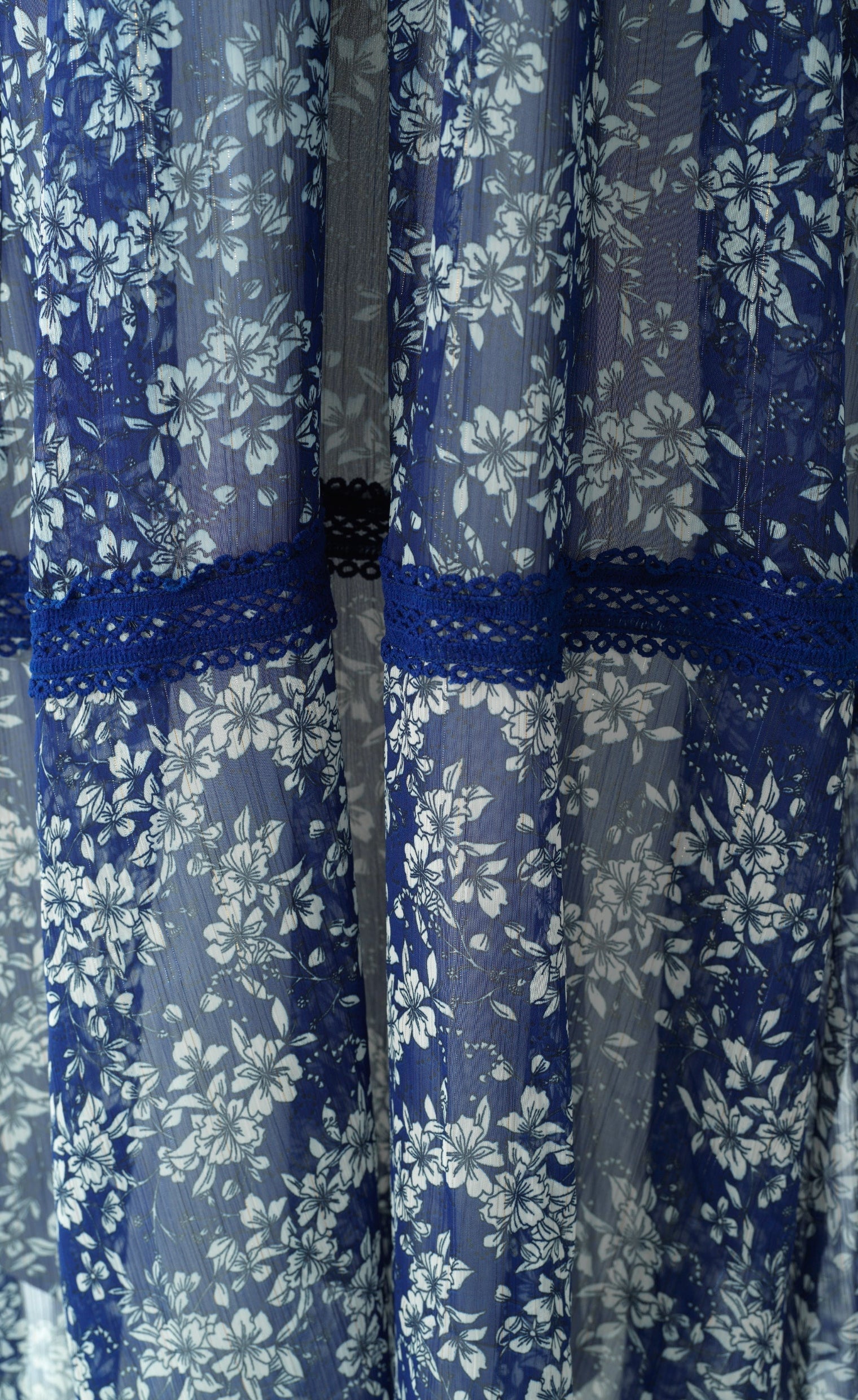 Blue Juliet print long sleeve maxi dress Kabayare