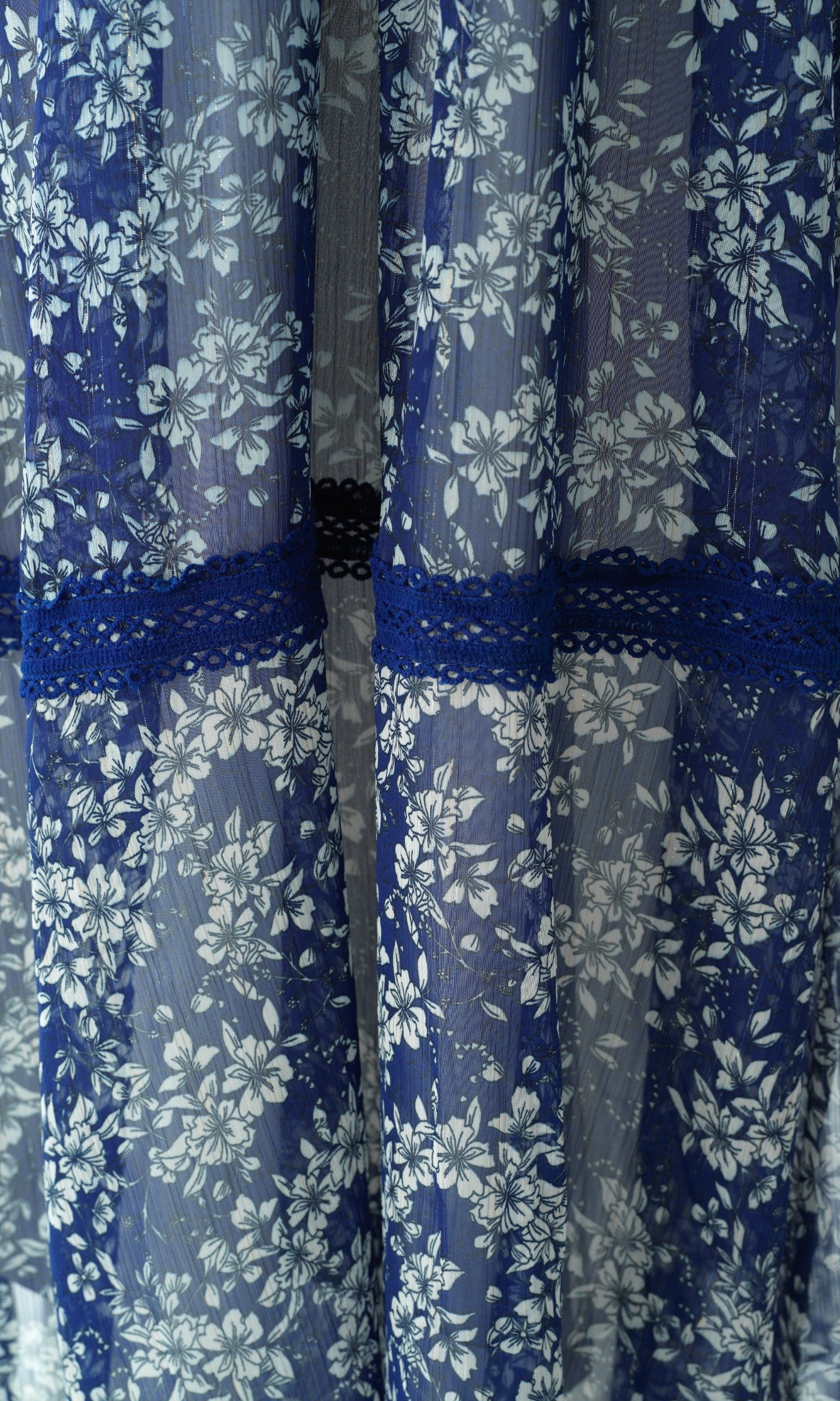 Blue Juliet print long sleeve maxi dress Kabayare