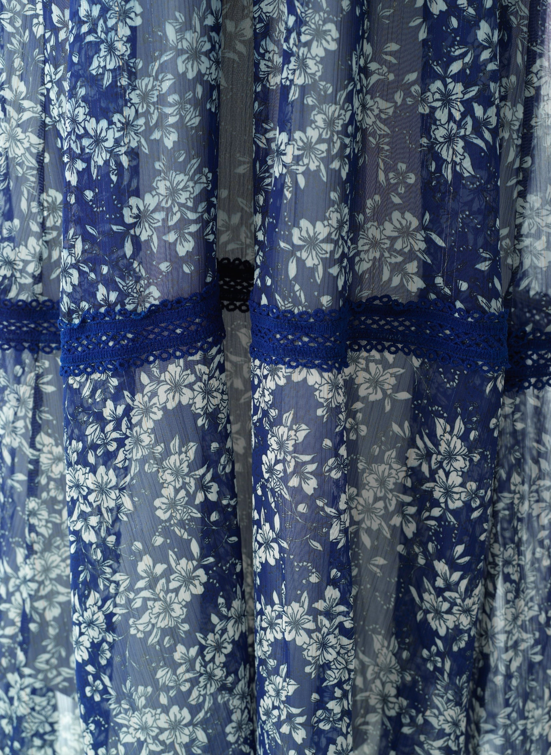 Blue Juliet print long sleeve maxi dress Kabayare