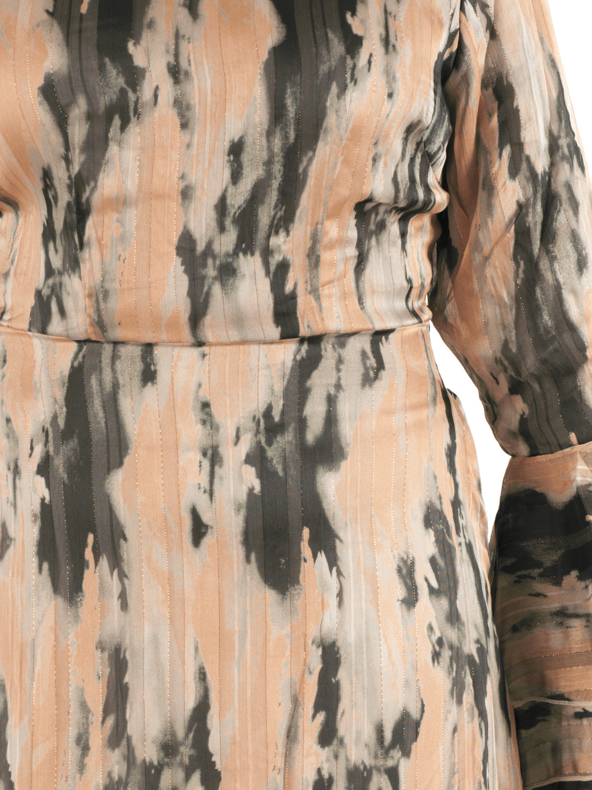 Blush Brushstroke Verona Bell Sleeve Modest Maxi Dress: waist detail