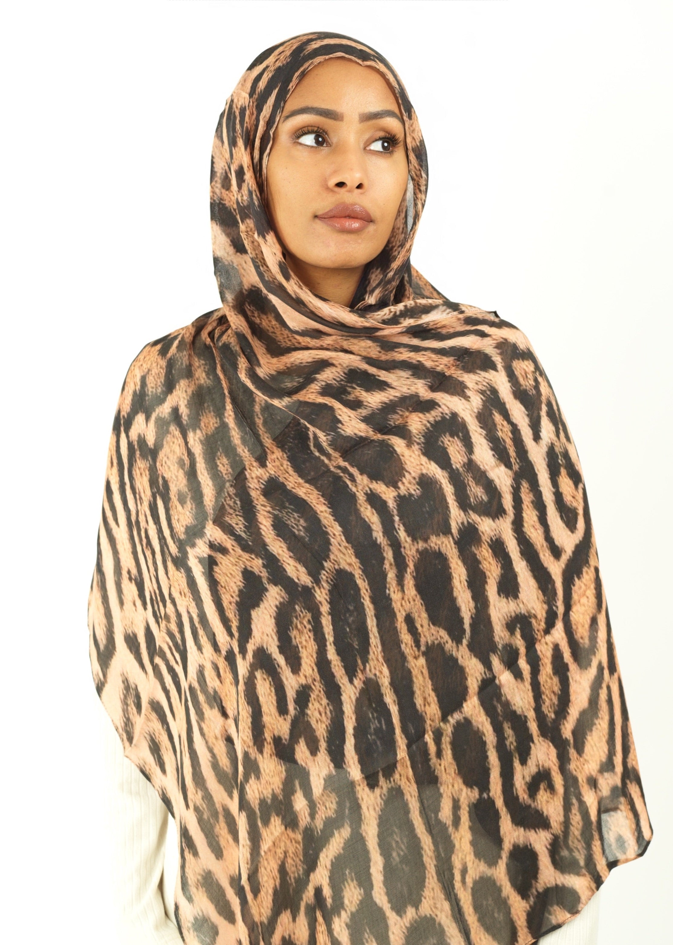 Blush cheetah modal print hijab Kabayare