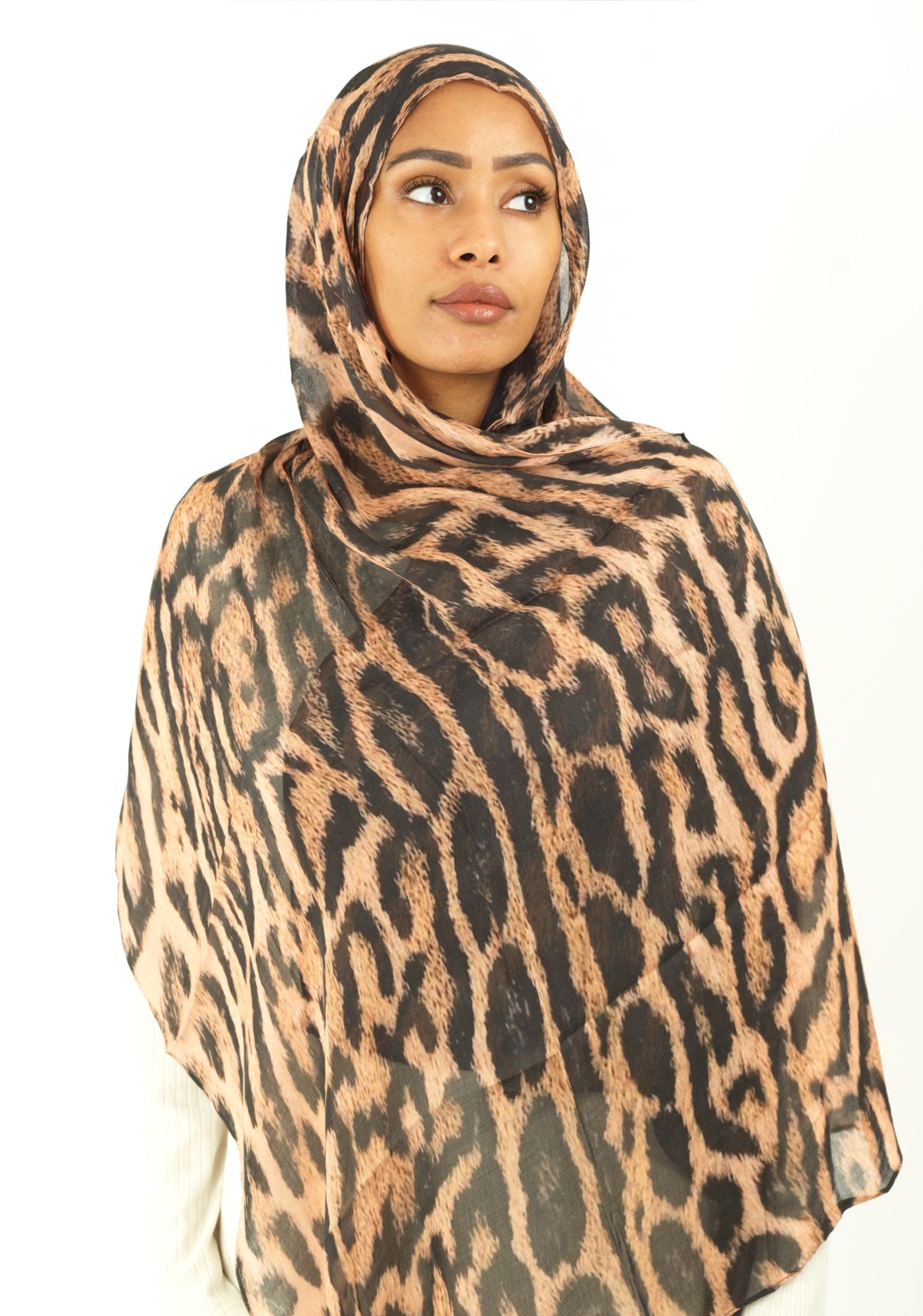 Blush cheetah modal print hijab Kabayare
