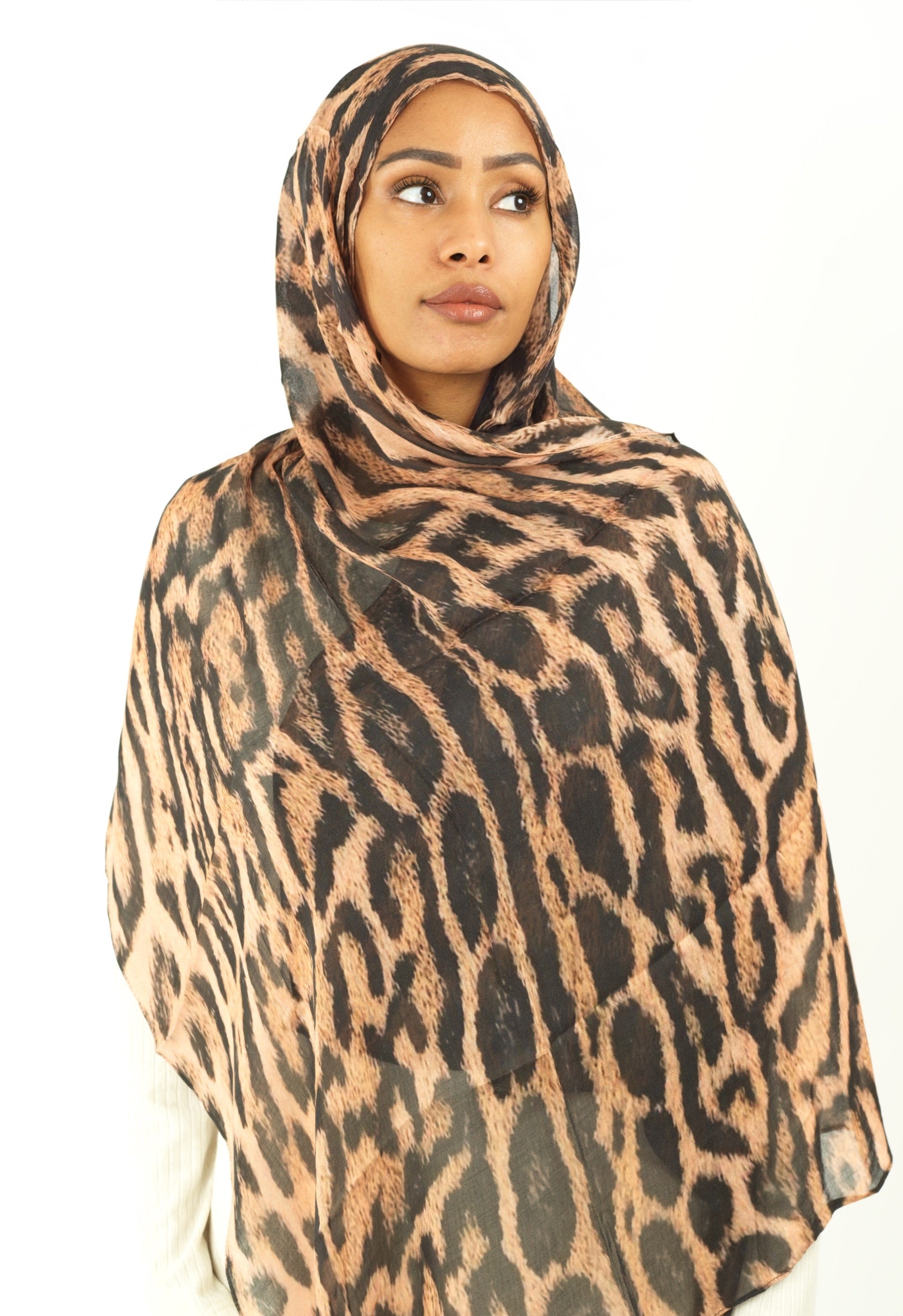 Blush cheetah modal print hijab Kabayare