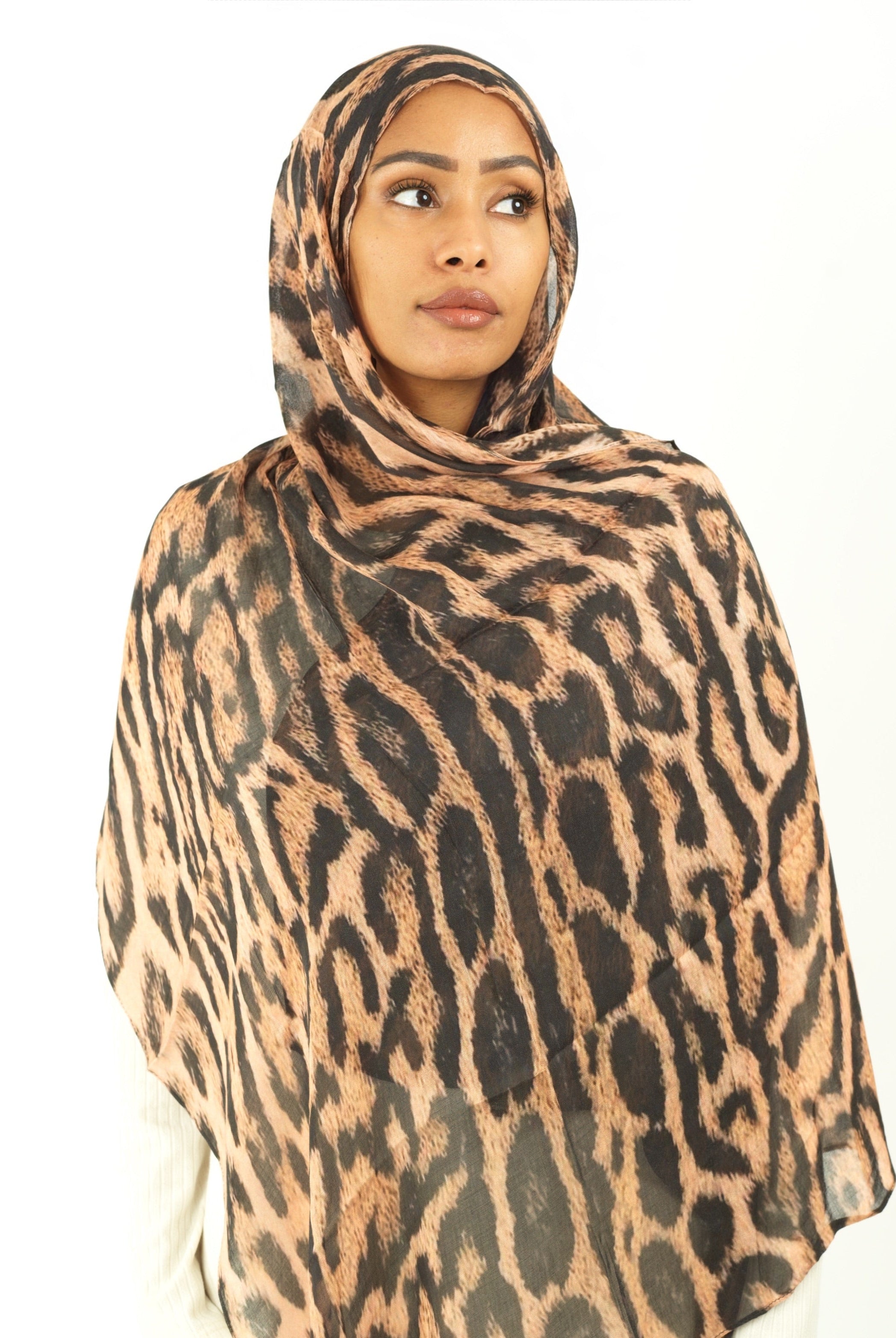 Blush cheetah modal print hijab Kabayare