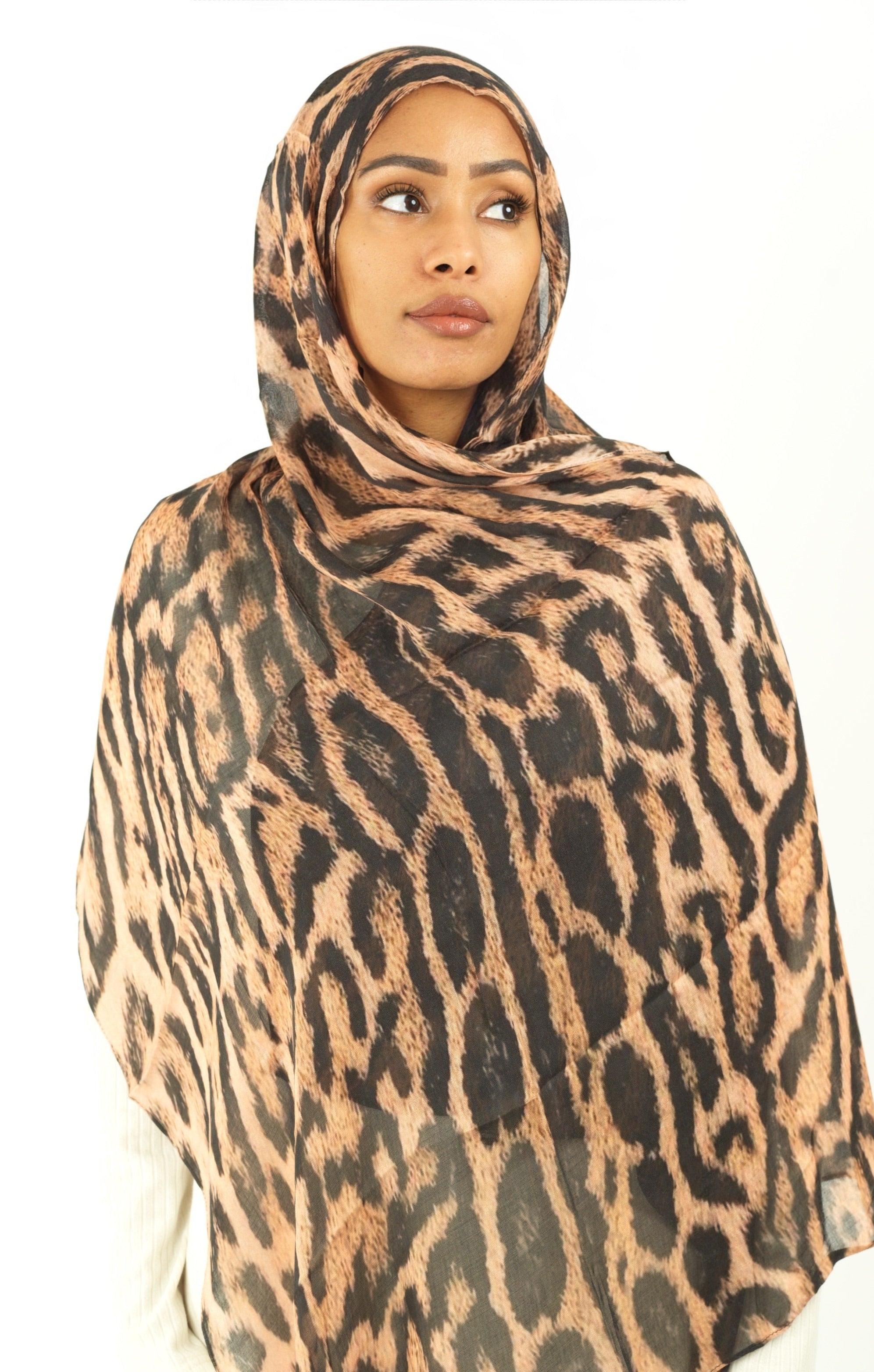 Blush cheetah modal print hijab Kabayare