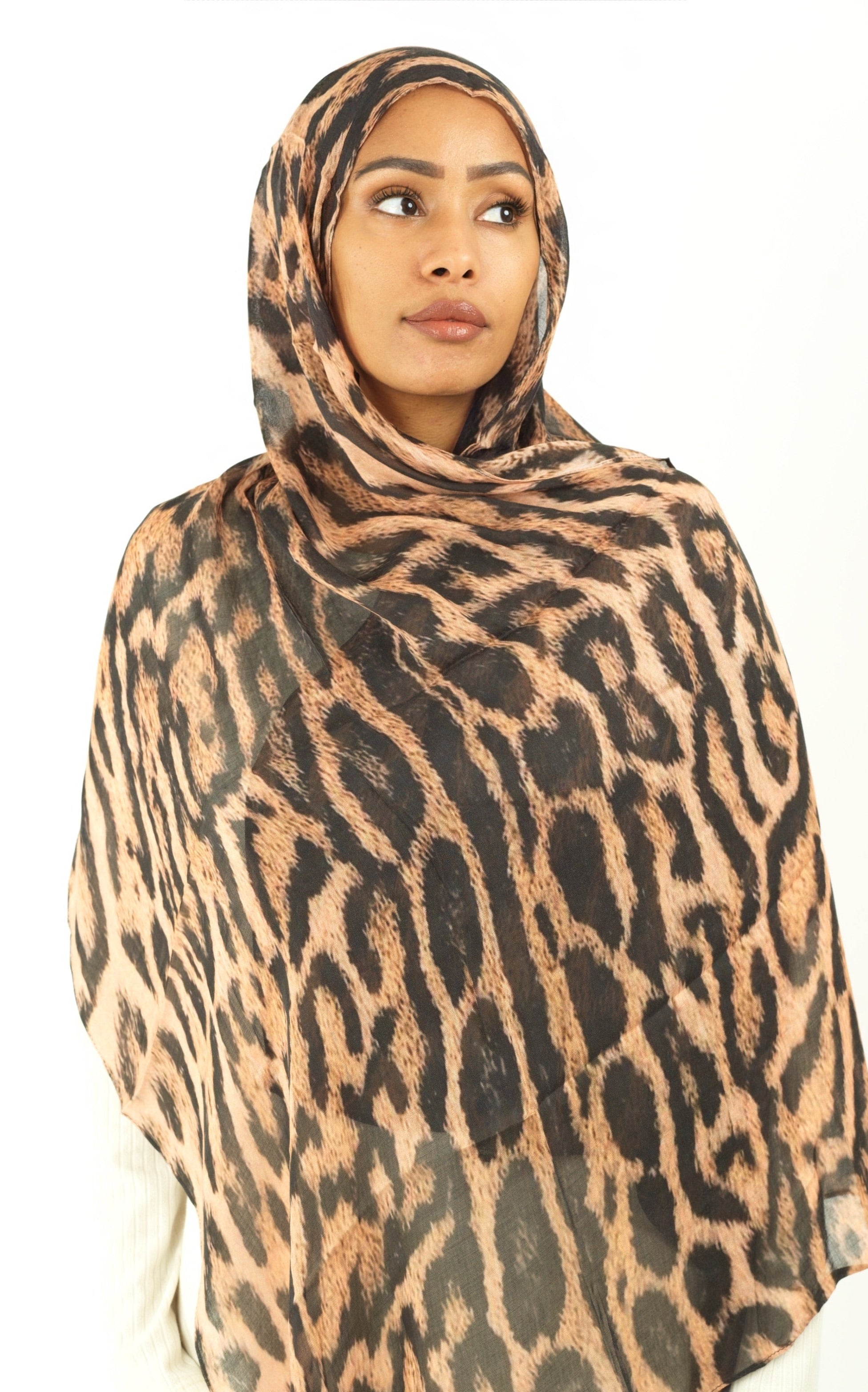 Blush cheetah modal print hijab Kabayare