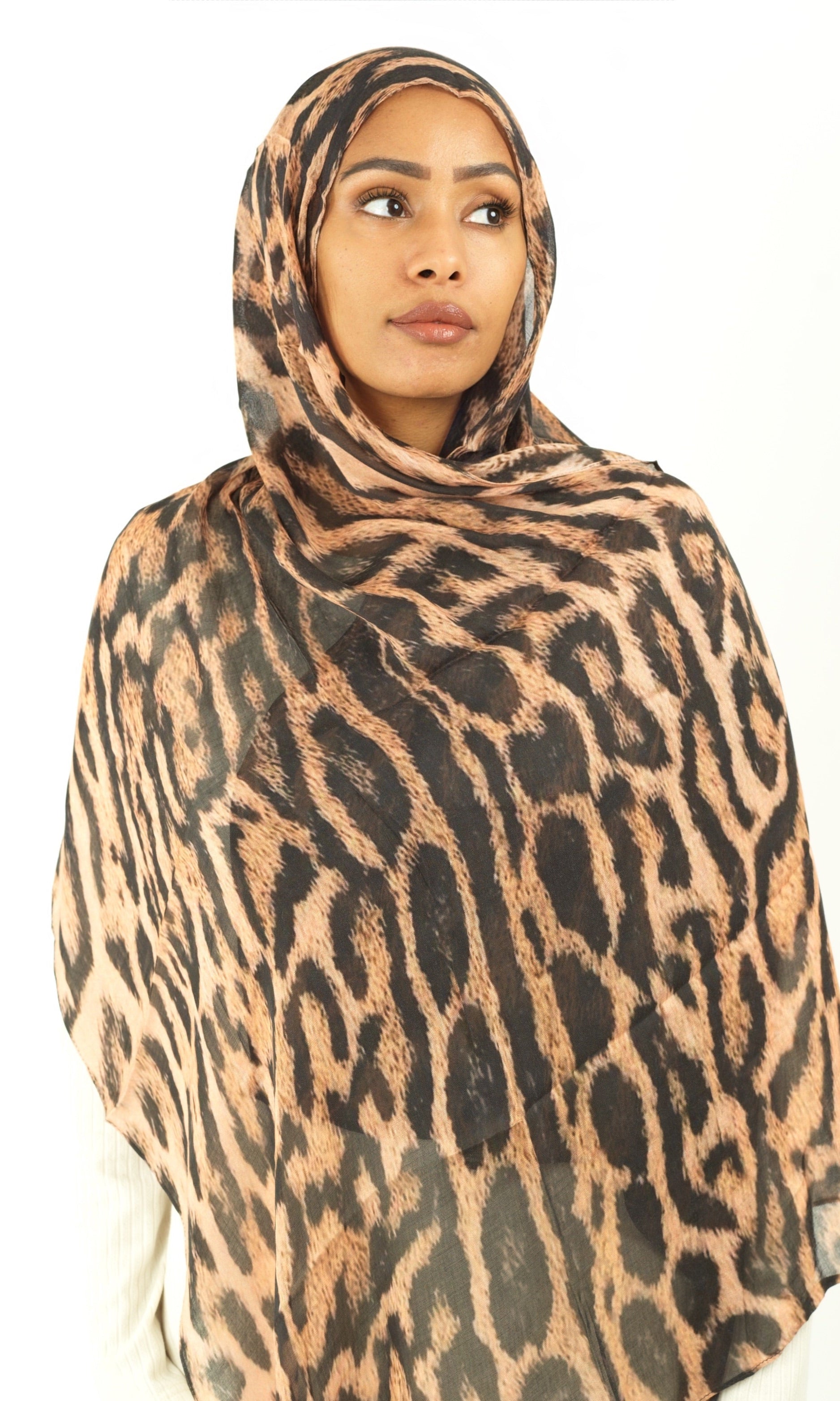 Blush cheetah modal print hijab Kabayare